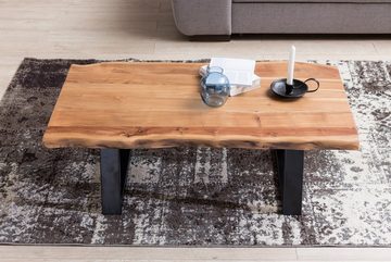 Wohnling Couchtisch WL1.828 (Massivholz Akazie 115x40x60cm, Tisch mit Baumkante), Großer Wohnzimmertisch, Sofatisch Kaffeetisch
