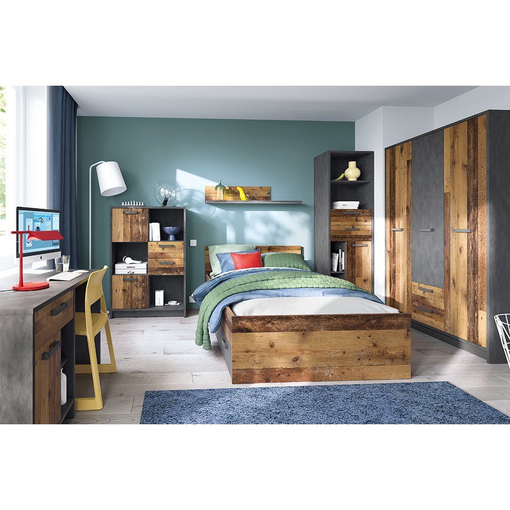 in B/H/T Regal Jugendzimmer grau ca. Lomadox Holz cm 87/128,7/42 mit NELSON-129, Nb.,