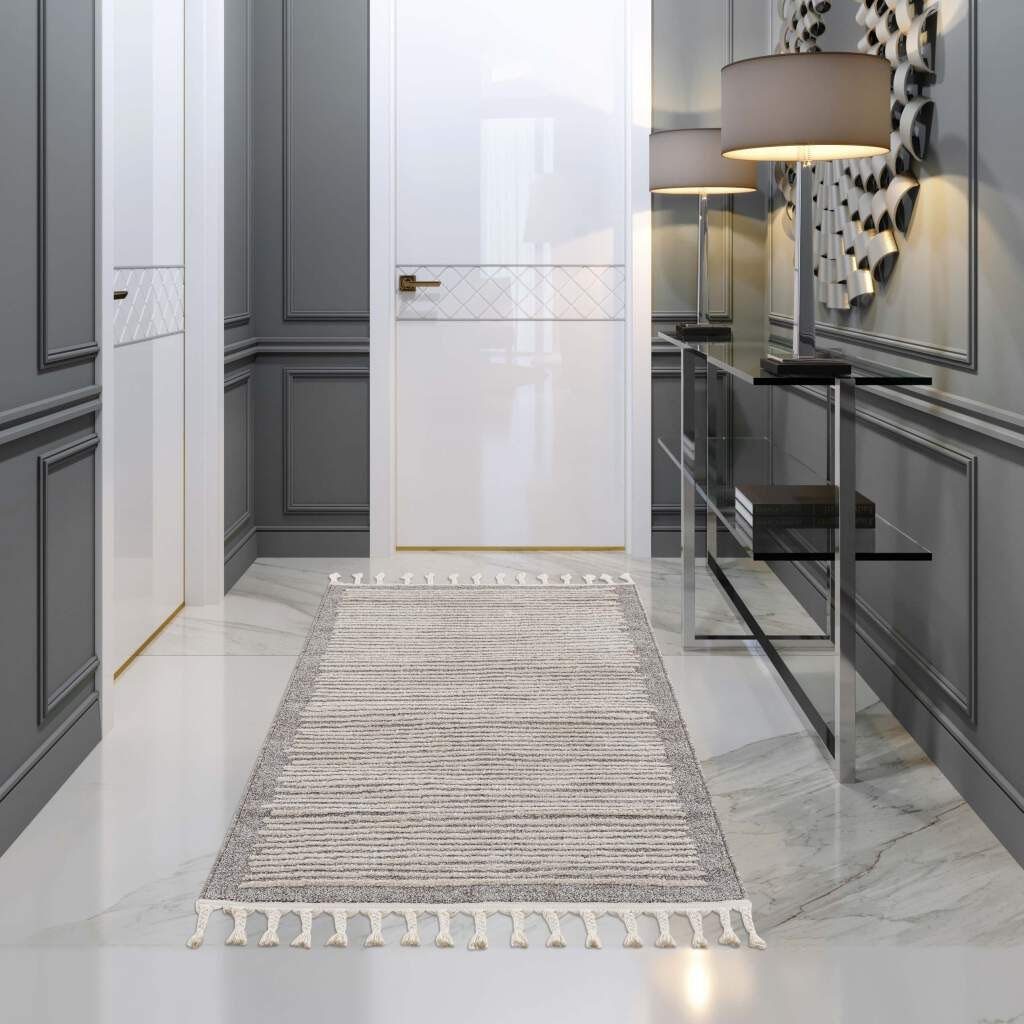 Carpet City Teppich Art 2231, rechteckig, Höhe: 7 mm, Läufer, Kurzflor, mit Kettfäden, Streifen-Muster