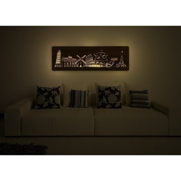 WohndesignPlus LED-Bild LED-Wandbild "Europäische Wahrzeichen" 130cm x 45cm mit 230V, Sehenswürdigkeiten, DIMMBAR! Viele Größen und verschiedene Dekore sind möglich.