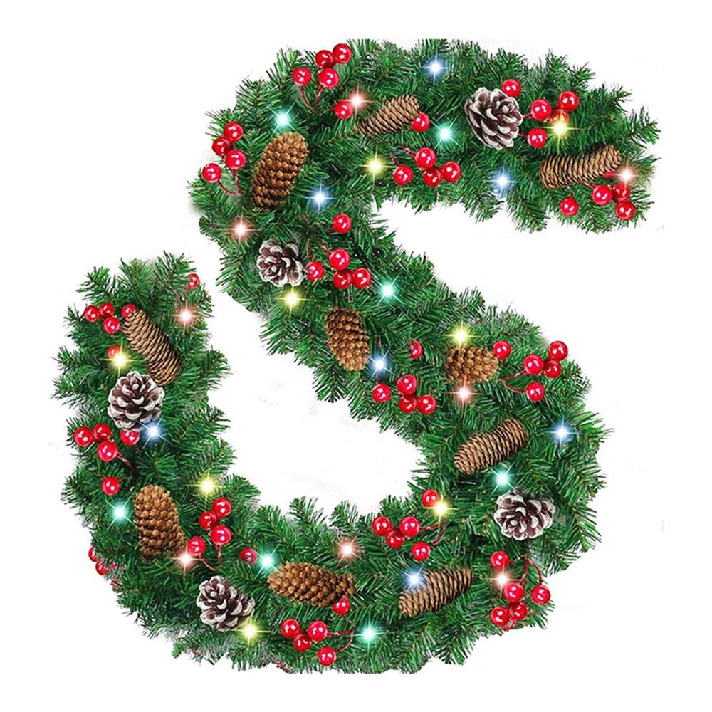 Kunstgirlande Weihnachtsgirlande Künstlicher weihnachtsgirlande geschmückt, Coonoor, Weihnachtsdekoration, Weihnachten Deko Girlande, Innen- und Außendeko