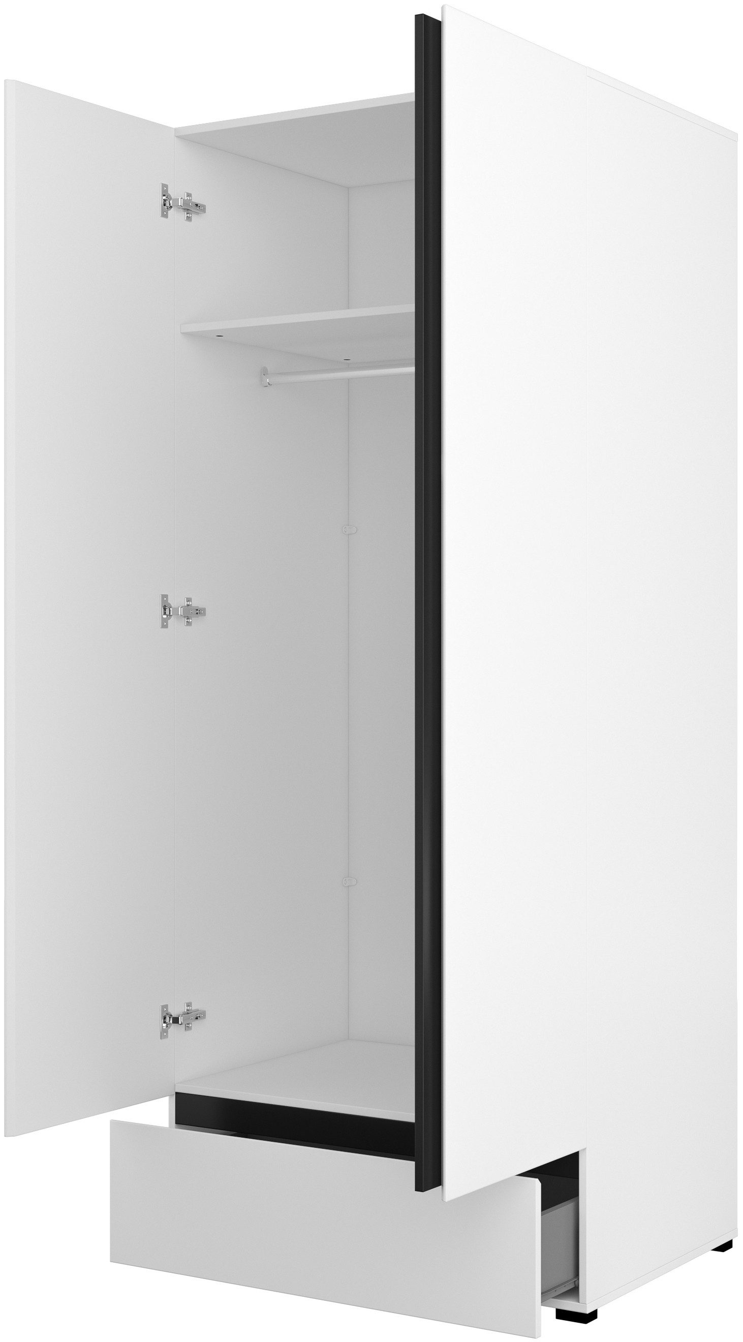 OTTO home Kleiderschrank Cross, moderner griffloser Kleiderschrank Wäscheschrank mit Schublade, Garderobe, Türen