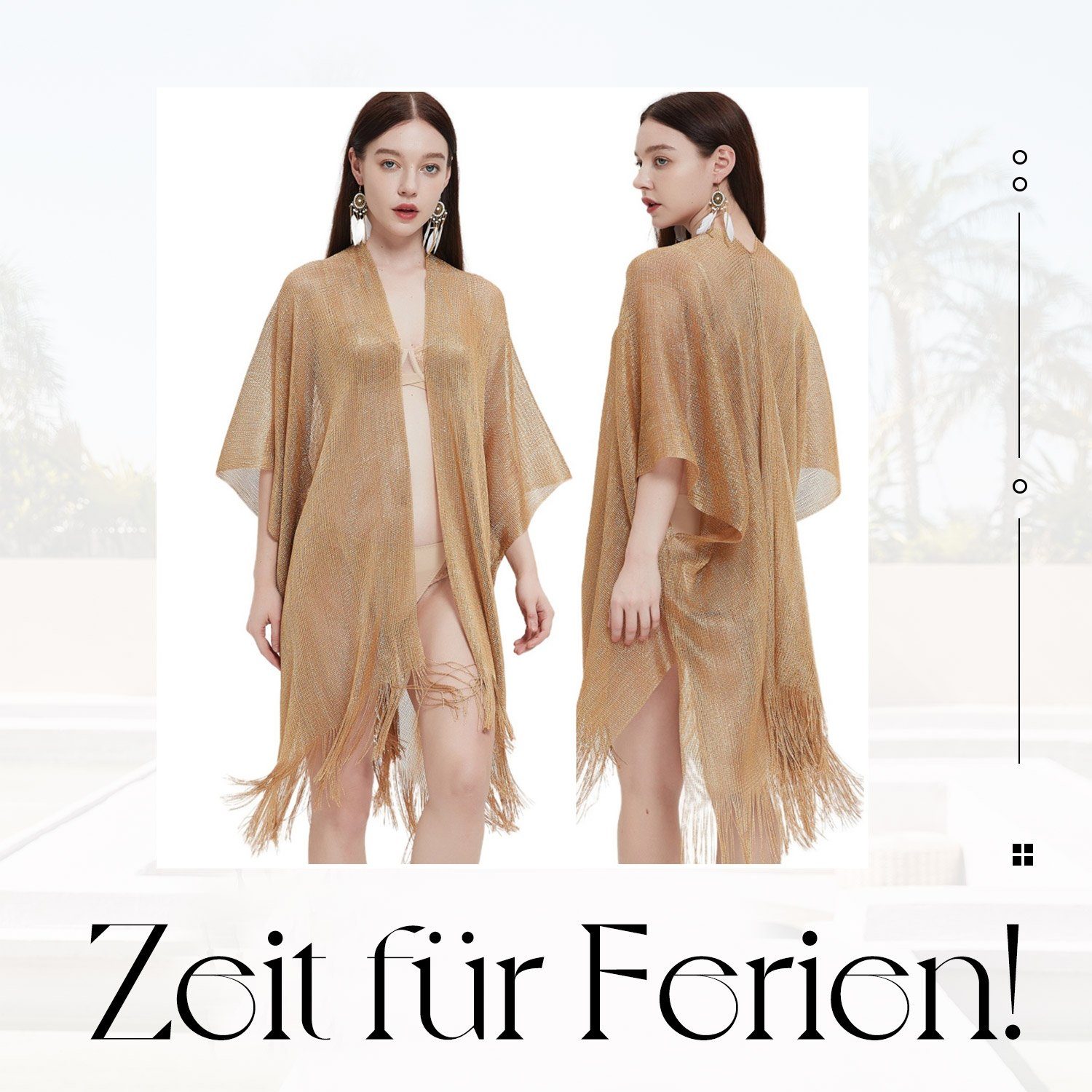 MAGICSHE Dreieckstuch Modeschals Schal Damen,Fransen, Abendkleid Partyschals Schal golden Brautkleid für