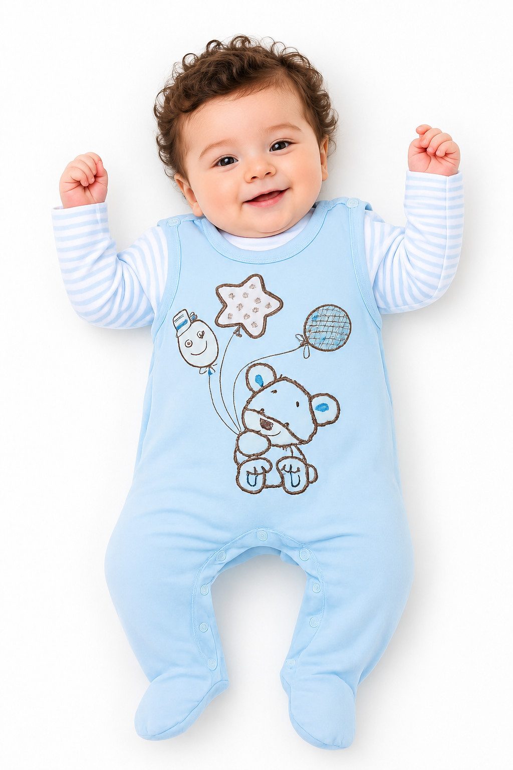 Strampler Stramplerhose Shirt 2tlg Set Baby Anzug in Blau mit Bärchen