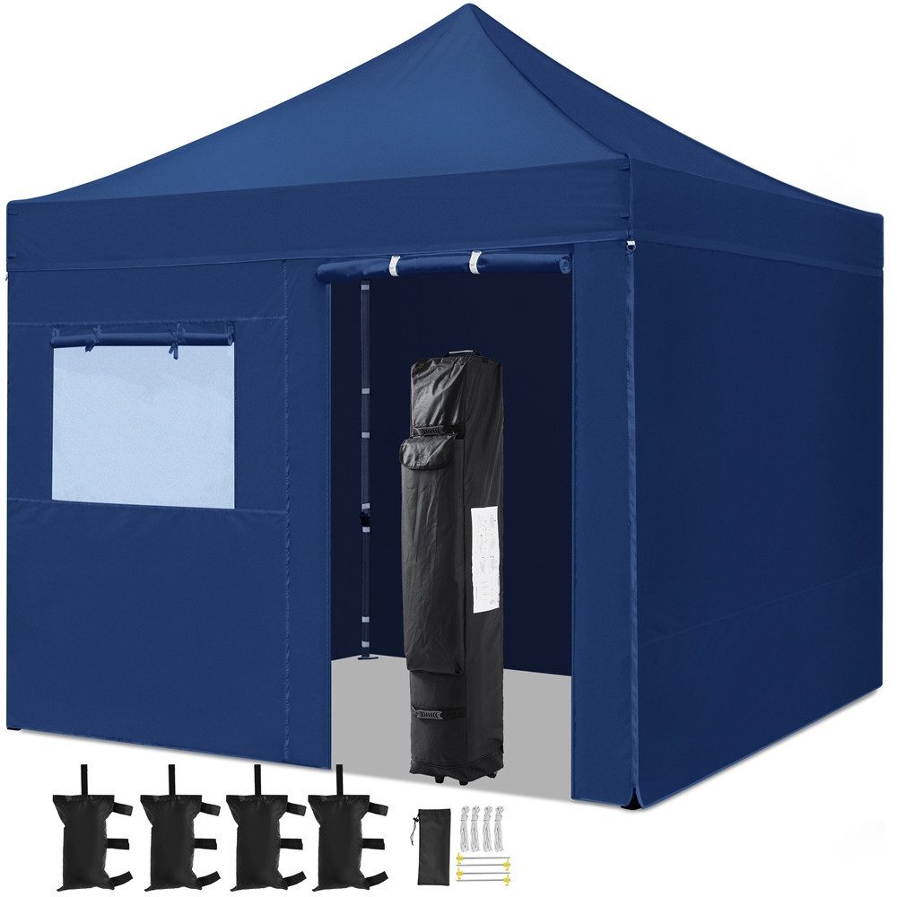 Yaheetech Faltpavillon, mit 4 Seitenteilen, 3x3m Pavillon inkl. Tasche, mit 4 Seitenteilen