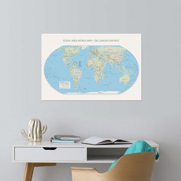 Posterlounge Wandfolie Editors Choice, Equal Area World Map, Länder der Welt, Klassenzimmer