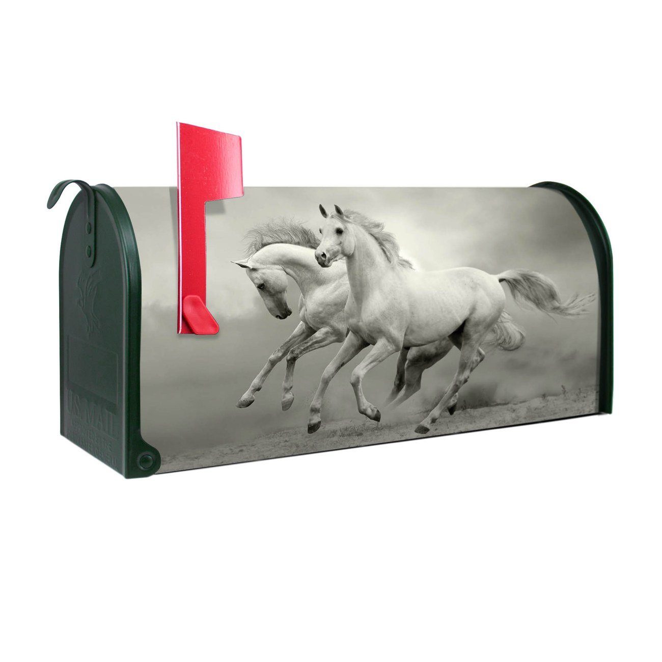 banjado Amerikanischer Briefkasten Mailbox Briefkasten, SW x 51 Mississippi 22 (Amerikanischer Wilde USA), cm x original Pferde 17 aus grün