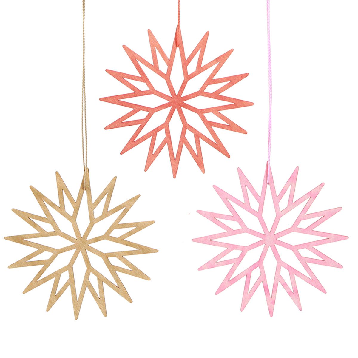 Florists Products Christbaumschmuck Filigraner Holz-Baumschmuck Schneeflocke für, 12 Stück