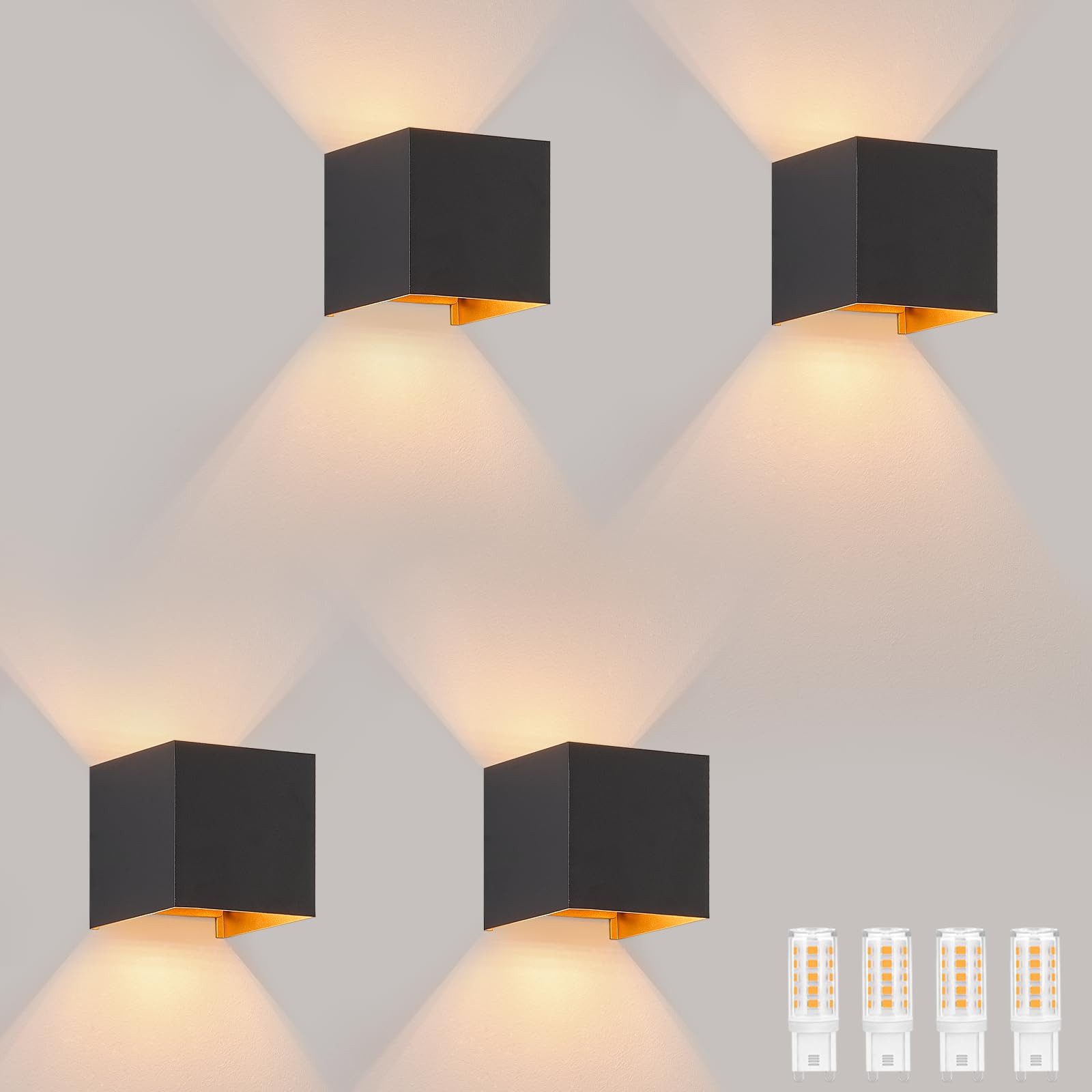 Nettlife LED Wandleuchte Schwarz Gold G9 günstig online kaufen