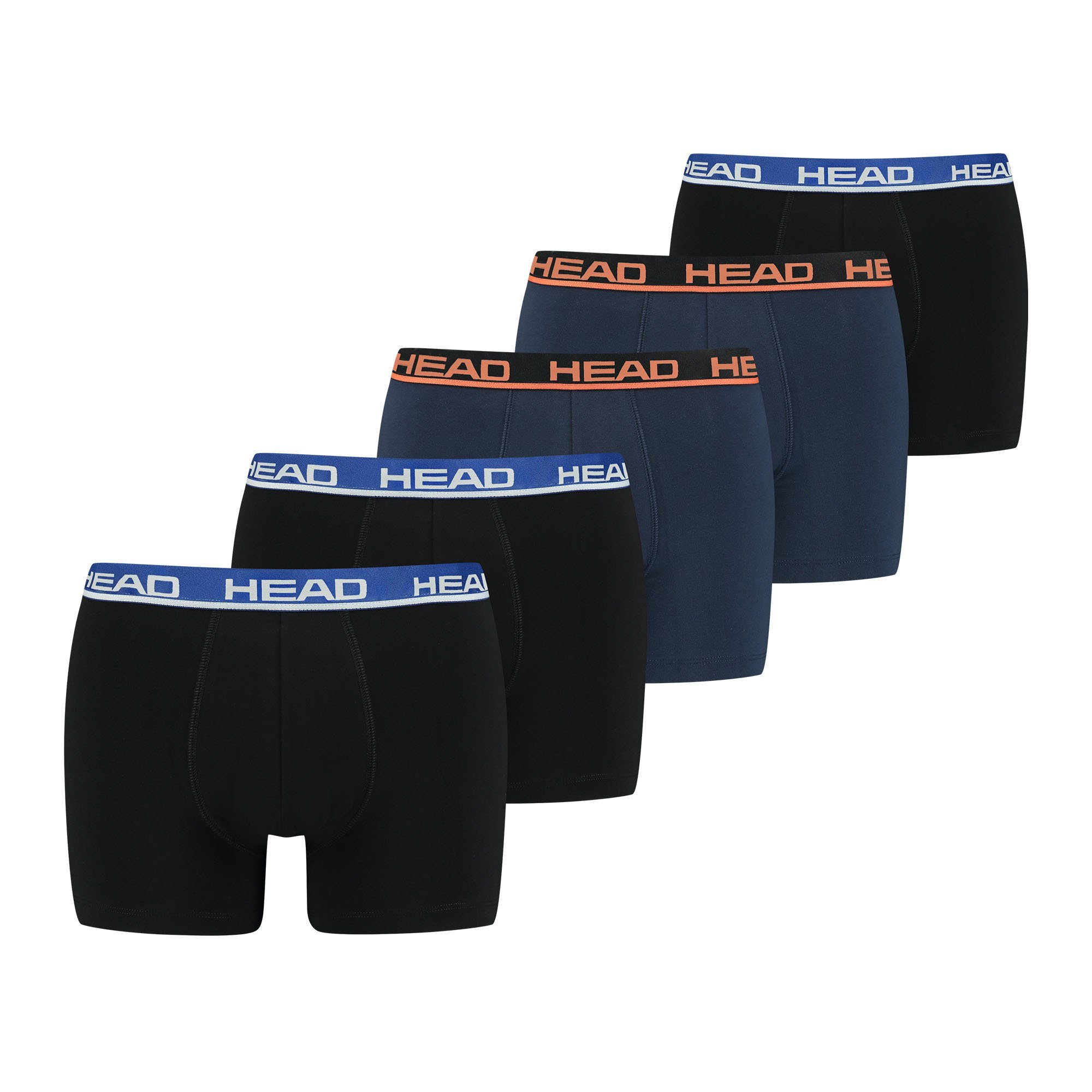 Head - Schwarz/Blau Basic 5er Herren Boxer Boxershorts, Boxer Pack Trunks