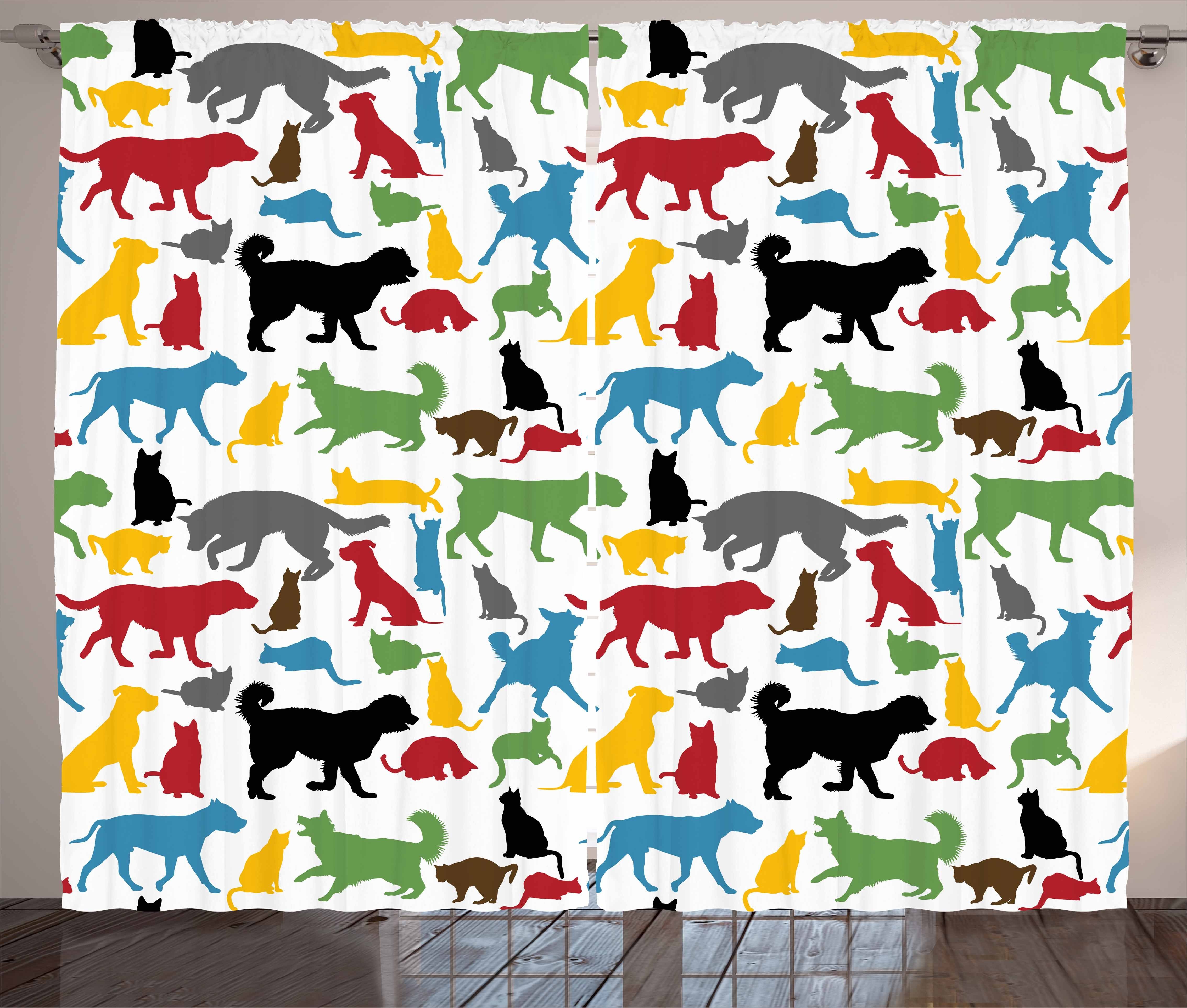 Gardine Katzen Vorhang Schlaufen Kräuselband Hunde Haken, mit Bunte Abakuhaus, und Schlafzimmer Katzen und
