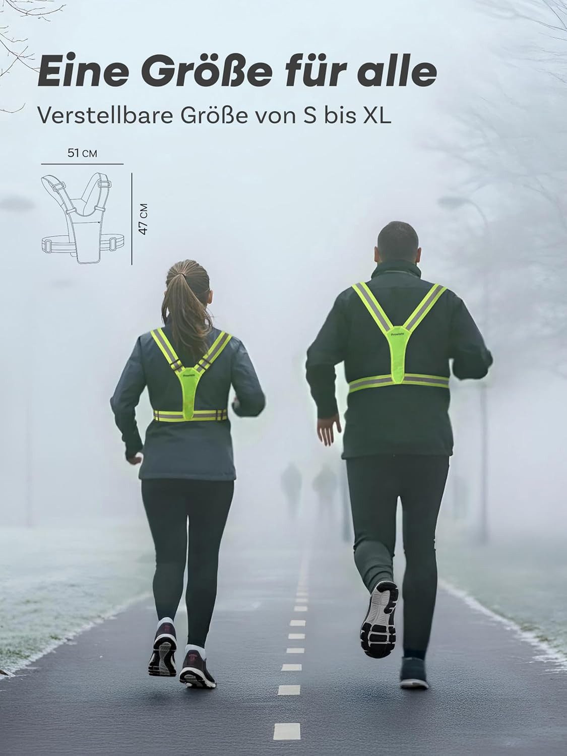 Prowiste Warnweste Reflektierende Sicherheitsweste Herren & Damen – 360 – Fronttasche (Einzelartikel, 1-tlg., Einzelartikel) 360° Sichtbarkeit - Fronttasche – Verstellbare Gurte – auch zum Laufen