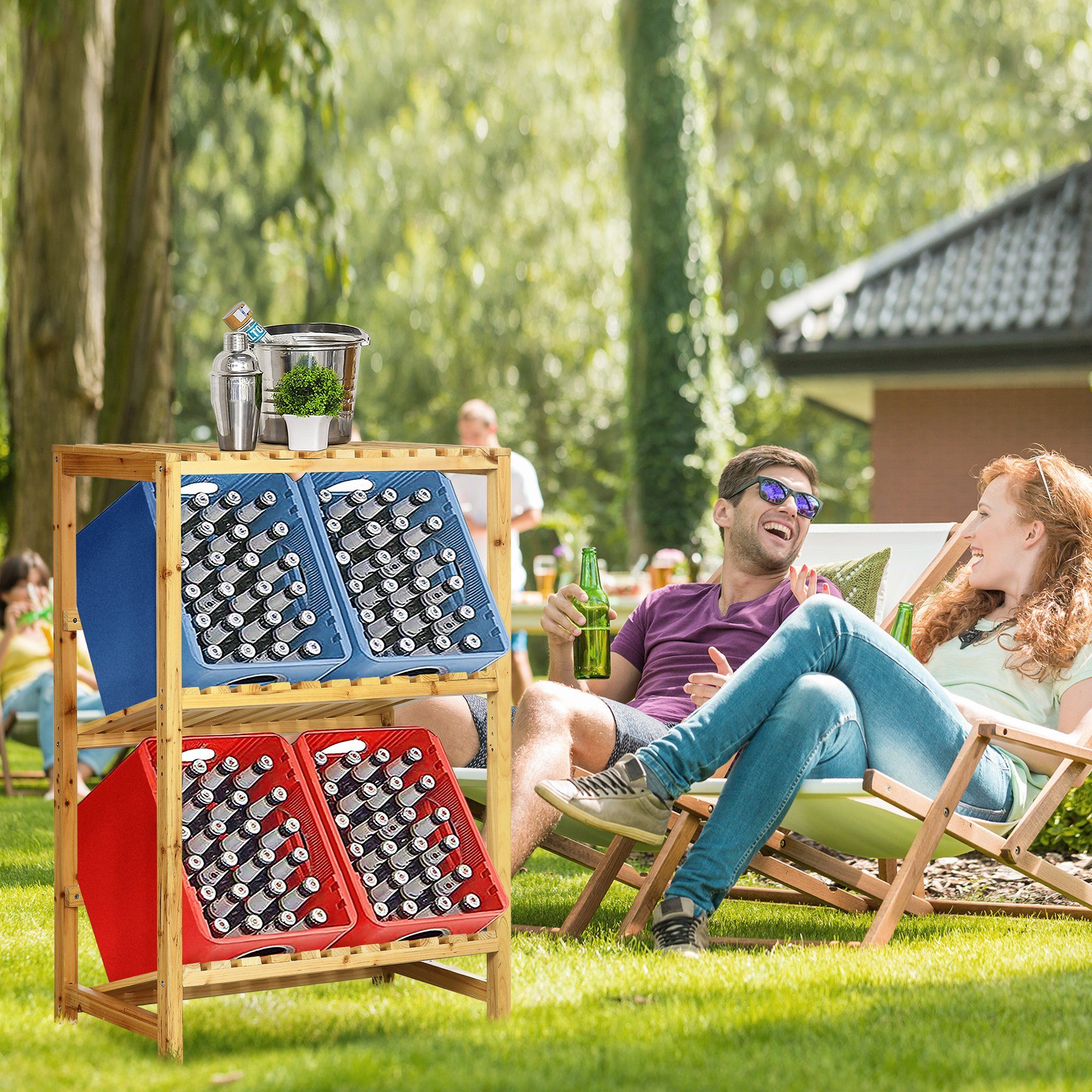 Outsunny Weinregal Kistenregal mit 2 Gekippten günstig online kaufen