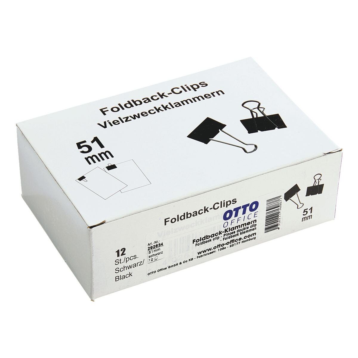 Otto Office Büroklammer, Klemmbreite 51 mm / Klemmstärke 20 mm, 12 Stück