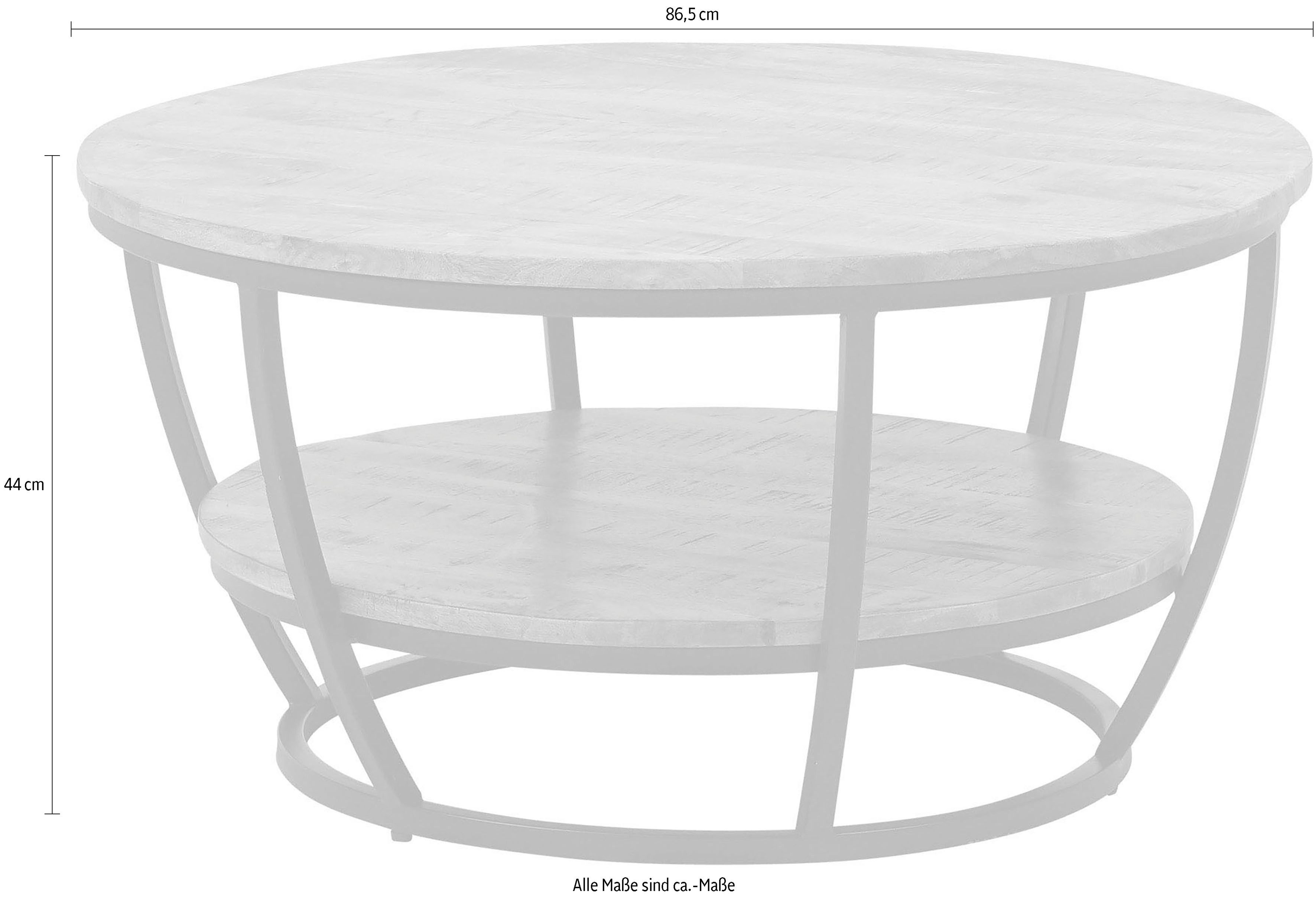 Stolkom Sp.z.o.o. Couchtisch Jambi, TOPSELLER! (Couchtisch, OTTOs Choice), rund Massivholz mit Ablage