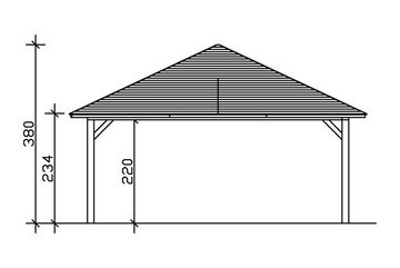 Skanholz Doppelcarport Taunus, BxT: 1176x634 cm, 220 cm Einfahrtshöhe