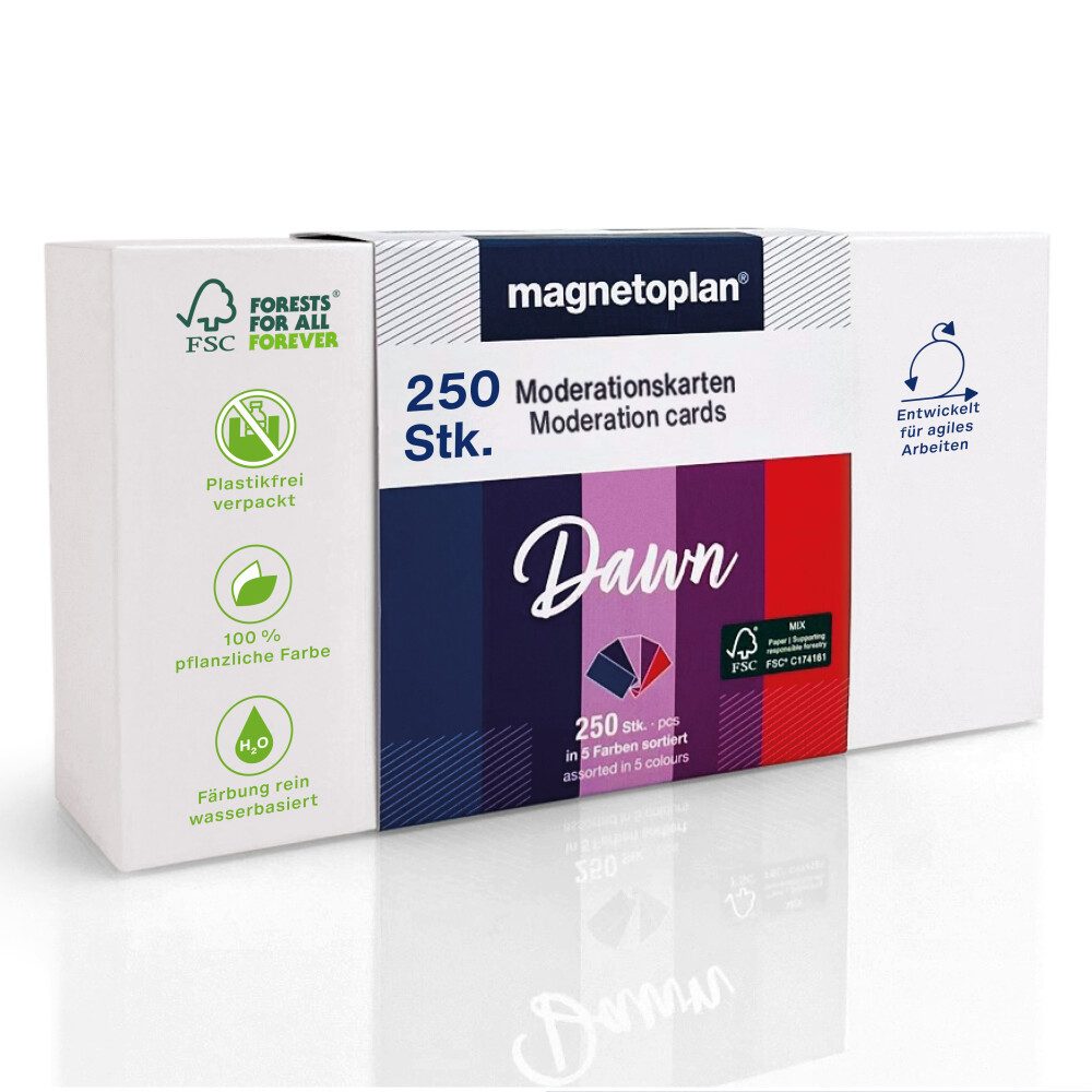 magnetoplan® Moderationskoffer Magnetoplan Moderationskarten 200x100mm - Set "Dawn" - 250Stk
