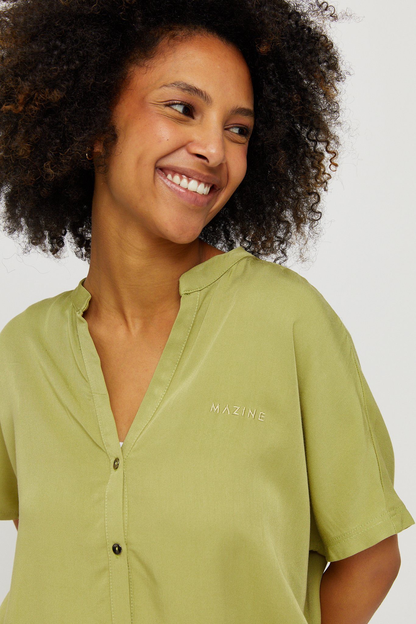 MAZINE Klassische Bluse BENONI BLOUSE Grün Vegane Damen Blouse