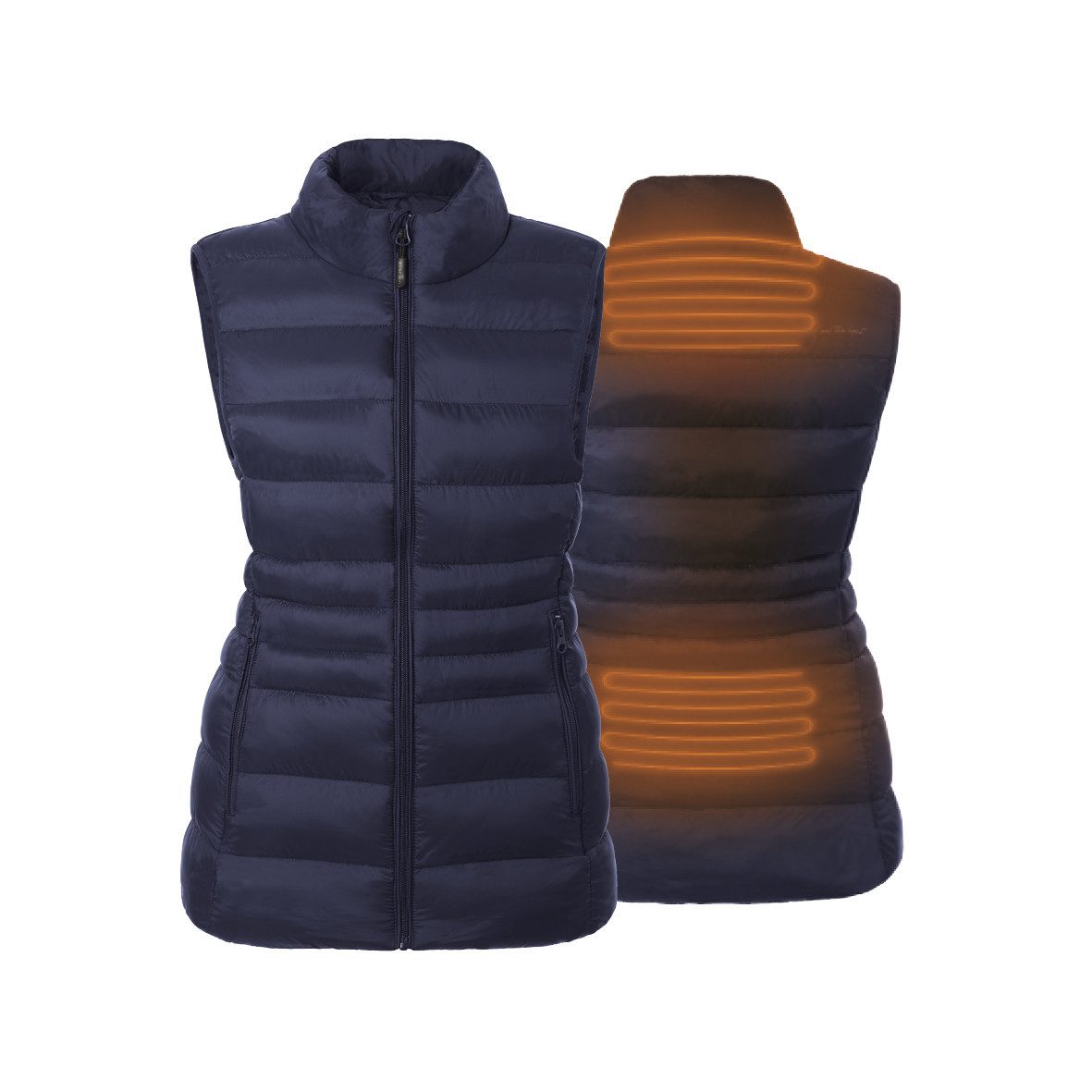30seven Steppweste beheizte Weste Slim Fit mit gepolstertem Kragen - Marineblau 5V Set inkl. 2 Powerbanks & Ladegerät