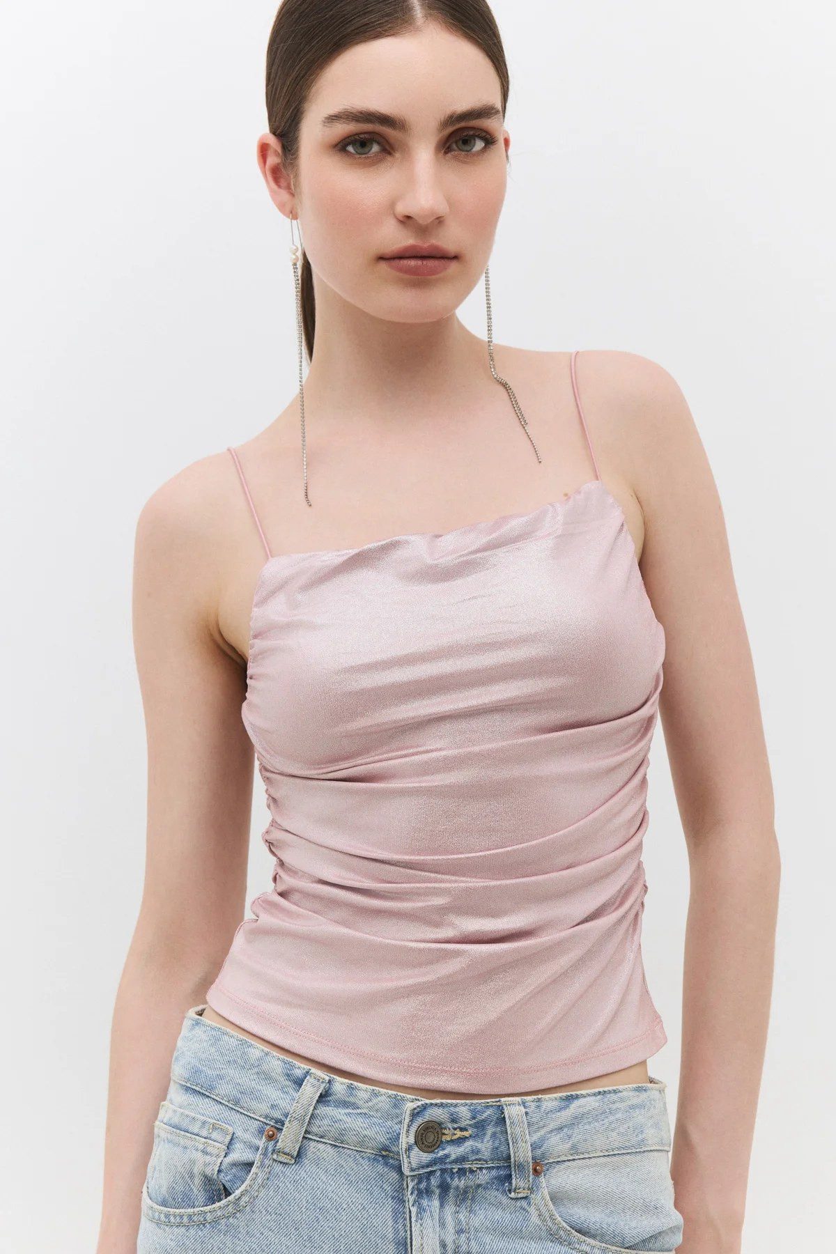 T-Shirt Crop-Top mit dünnen Trägern