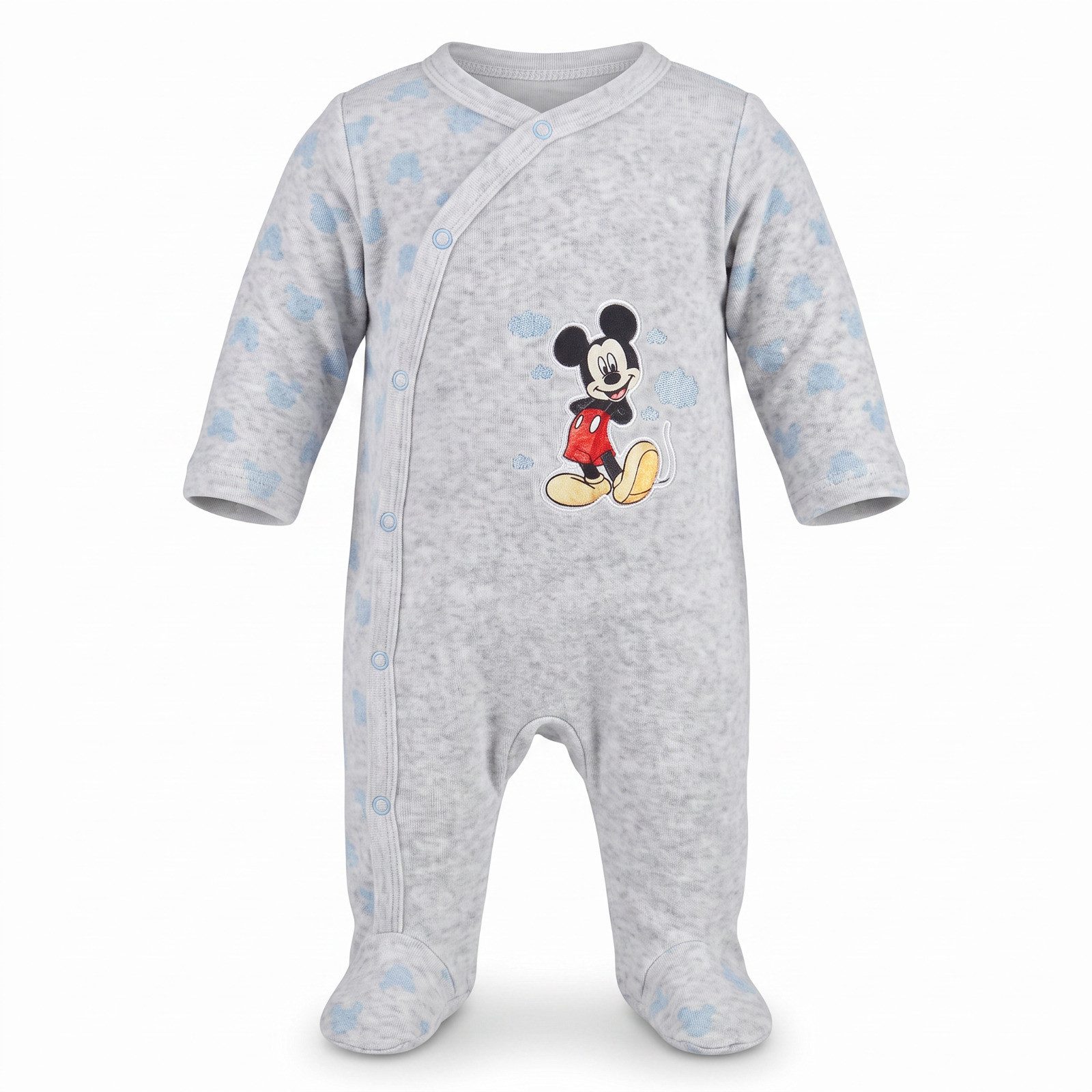 Disney Strampler Disney Mickey Maus Baby Velour-Strampler Langarm Füße Gr. 80–92