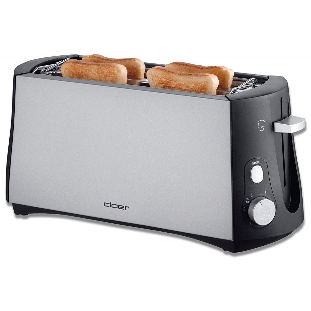 Toaster Cloer Toaster 3710 Silber-Schwarz mit Schublade.
