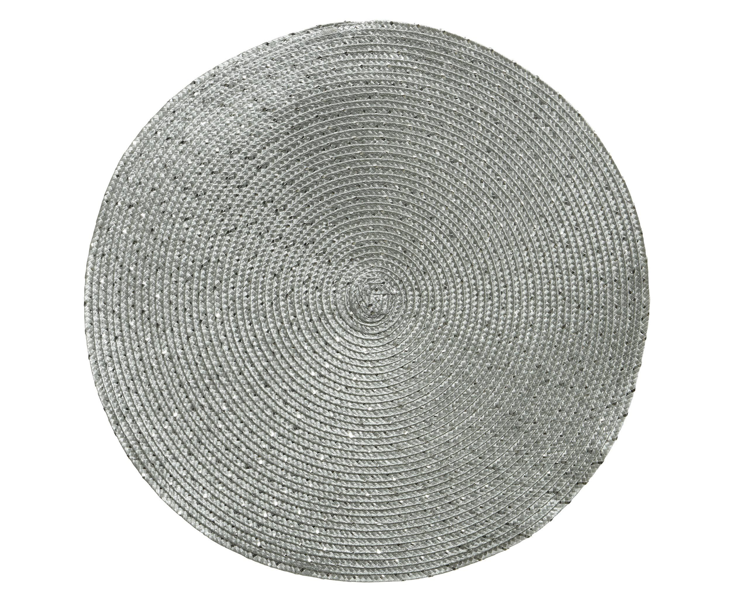 Kaemingk Platzset, Tischset rund 38cm Kunststoff 1 Stück Silber
