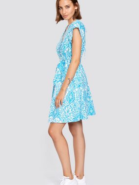 Freshlions Minikleid Gemustertes Kleid blau L Sonstige, Taillentunnelzug