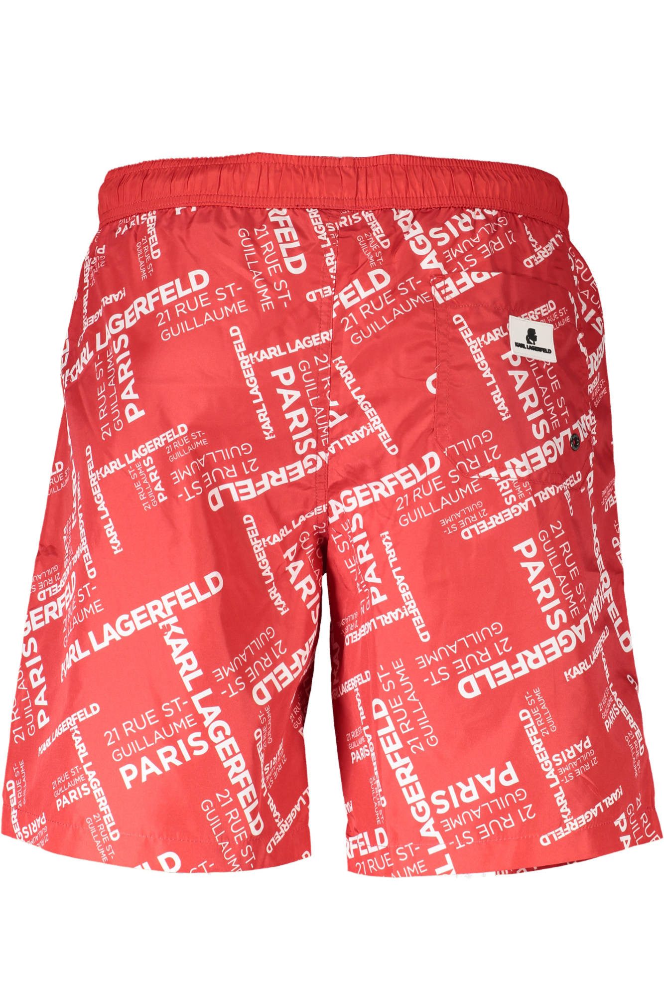 KARL LAGERFELD Badeshorts Trendiger Herren-Badeslip in Rot mit Taschen und Kordelzug