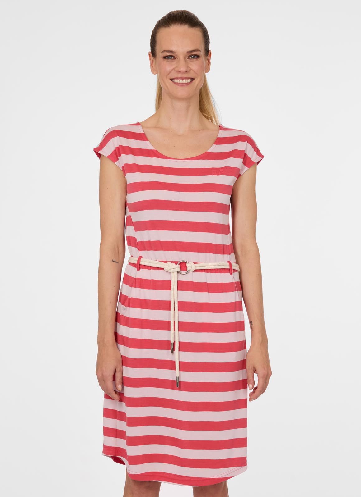 Ragwear Minikleid LILITHE STRIPES aus Polyester und Viskose, normale Passform, mit elastischem Bund