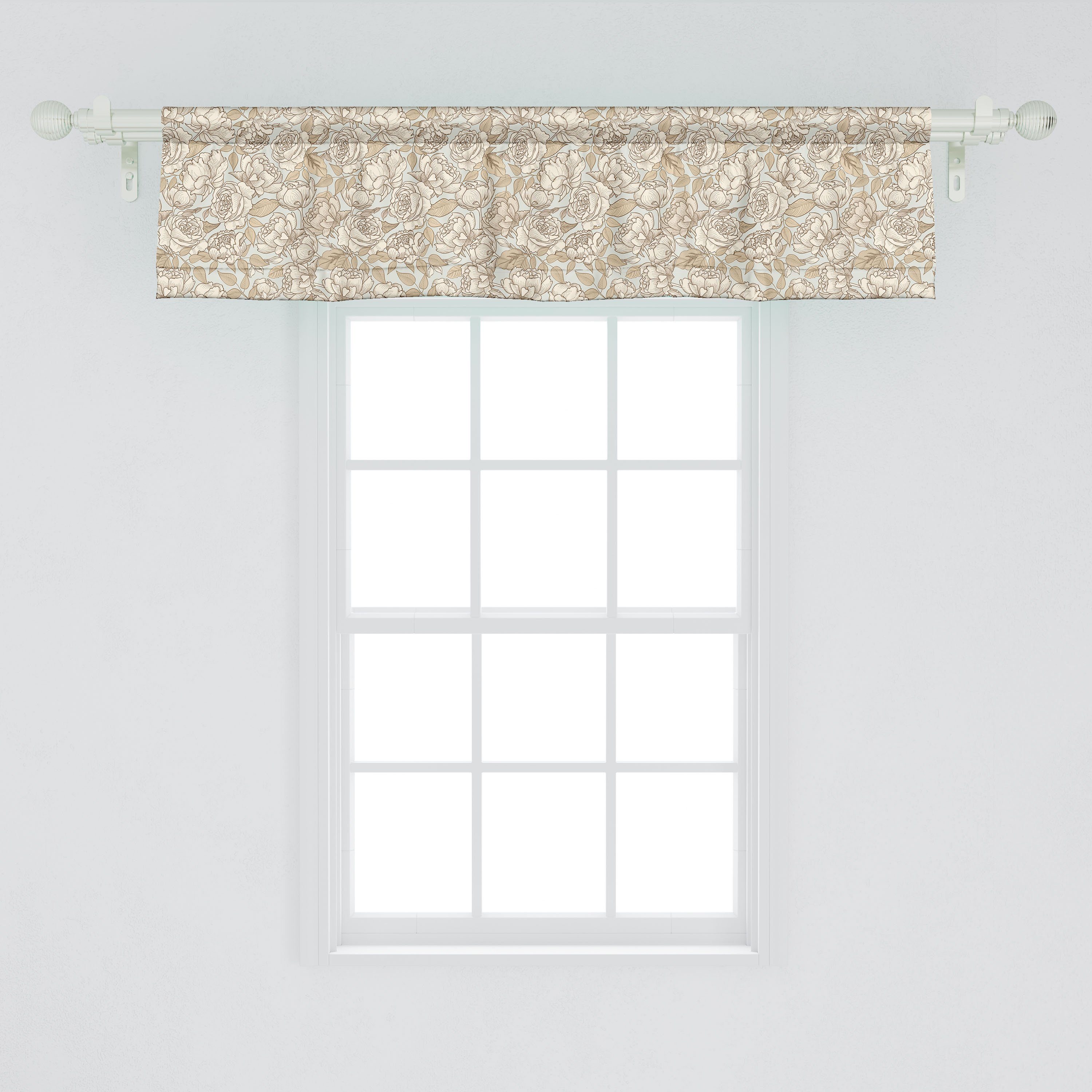 Scheibengardine Vorhang Volant für Küche Wedding Beige Bouquet Flora mit Microfaser, Stangentasche, Abakuhaus, Dekor Schlafzimmer