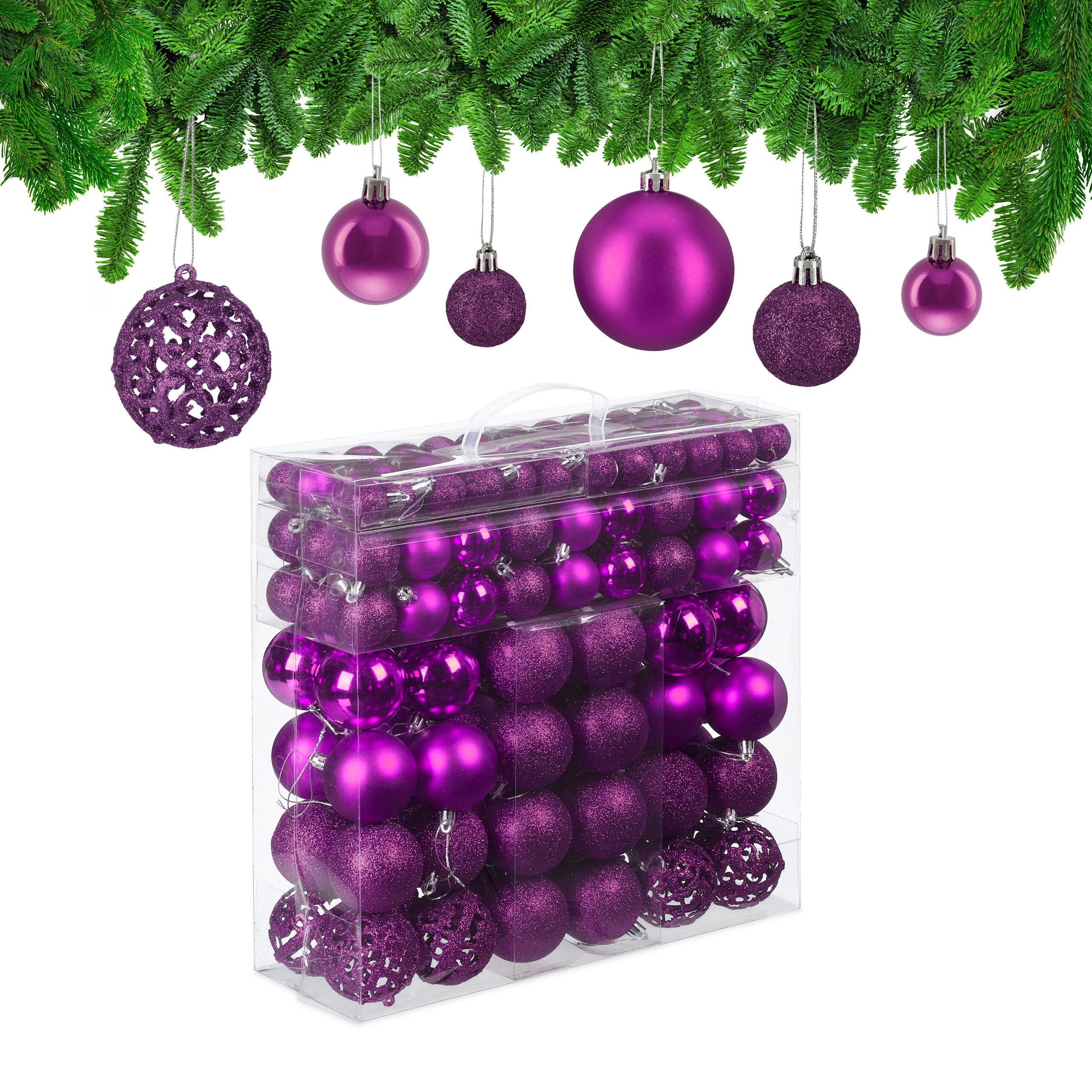 relaxdays Weihnachtsbaumkugel Новогодние шары im 150er Set, Pink