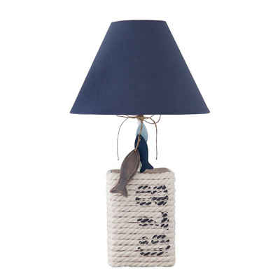 Grafelstein Tischleuchte »Tischlampe NAUTIC dunkelblau natur mit Seil Tau umwickelt maritime Lampe«