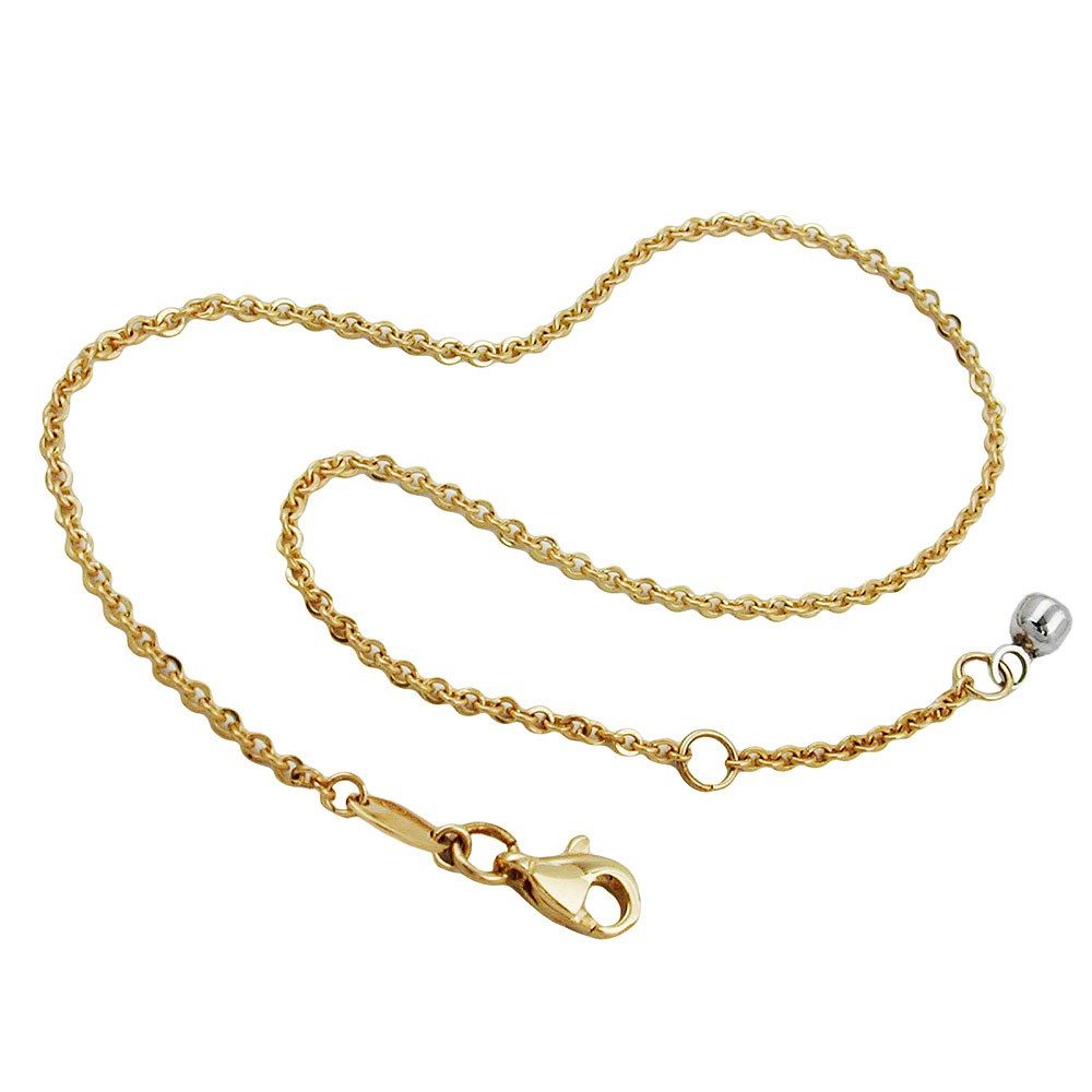 Schmuck Krone Fußkette Fußkette, Anker mit Endkugel, 9Kt GOLD 25cm, Gold 375