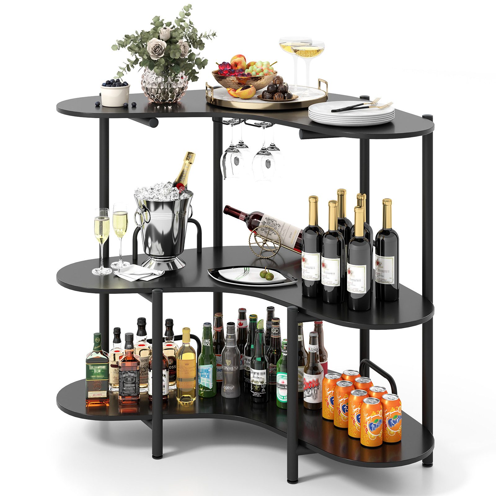 COSTWAY Bartisch, Küche, 3 Ebenen Hausbar, günstig online kaufen