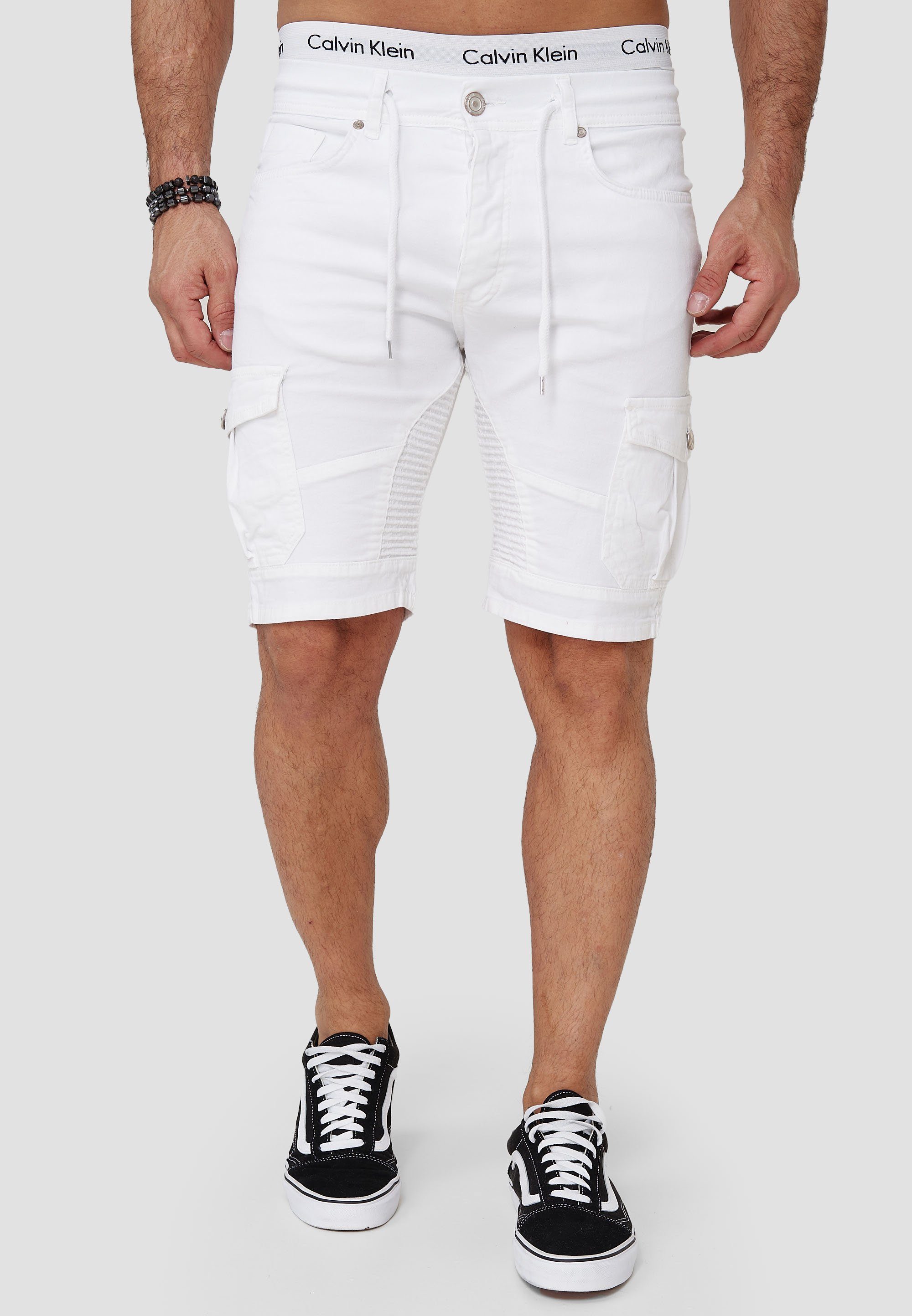 OneRedox Shorts SH-3363 (Kurze Hose Bermudas Sweatpants, 1-tlg., im modischem Design) Fitness Freizeit Casual Weiß