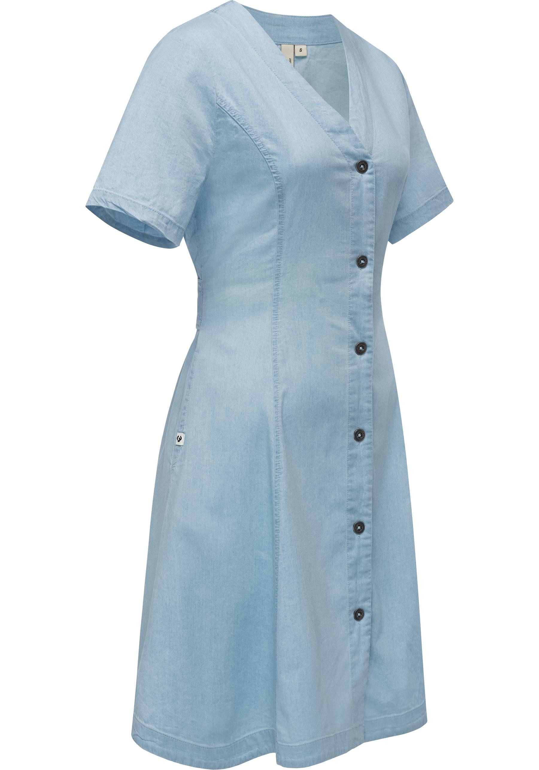 Ragwear Sommerkleid Kveeda Denim Sommerliches Minikleid mit Schleife am Rücken