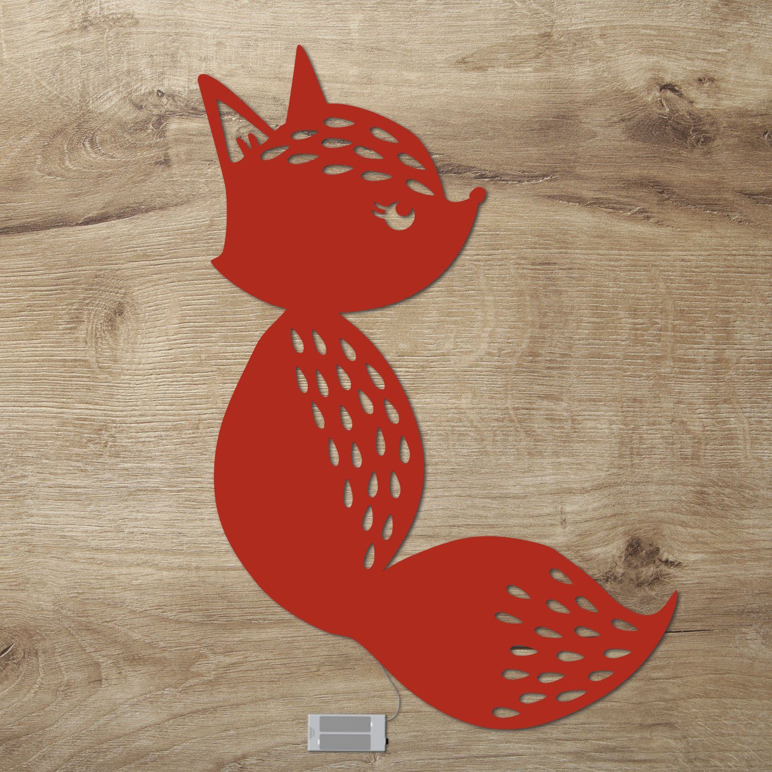 Namofactur LED Nachtlicht Schlauer Fuchs Wandlampe, Fuchs Holz Wand Deko Lampe Kinderzimmer, Ohne Zugschalter/Stern, LED fest integriert, Warmweiß