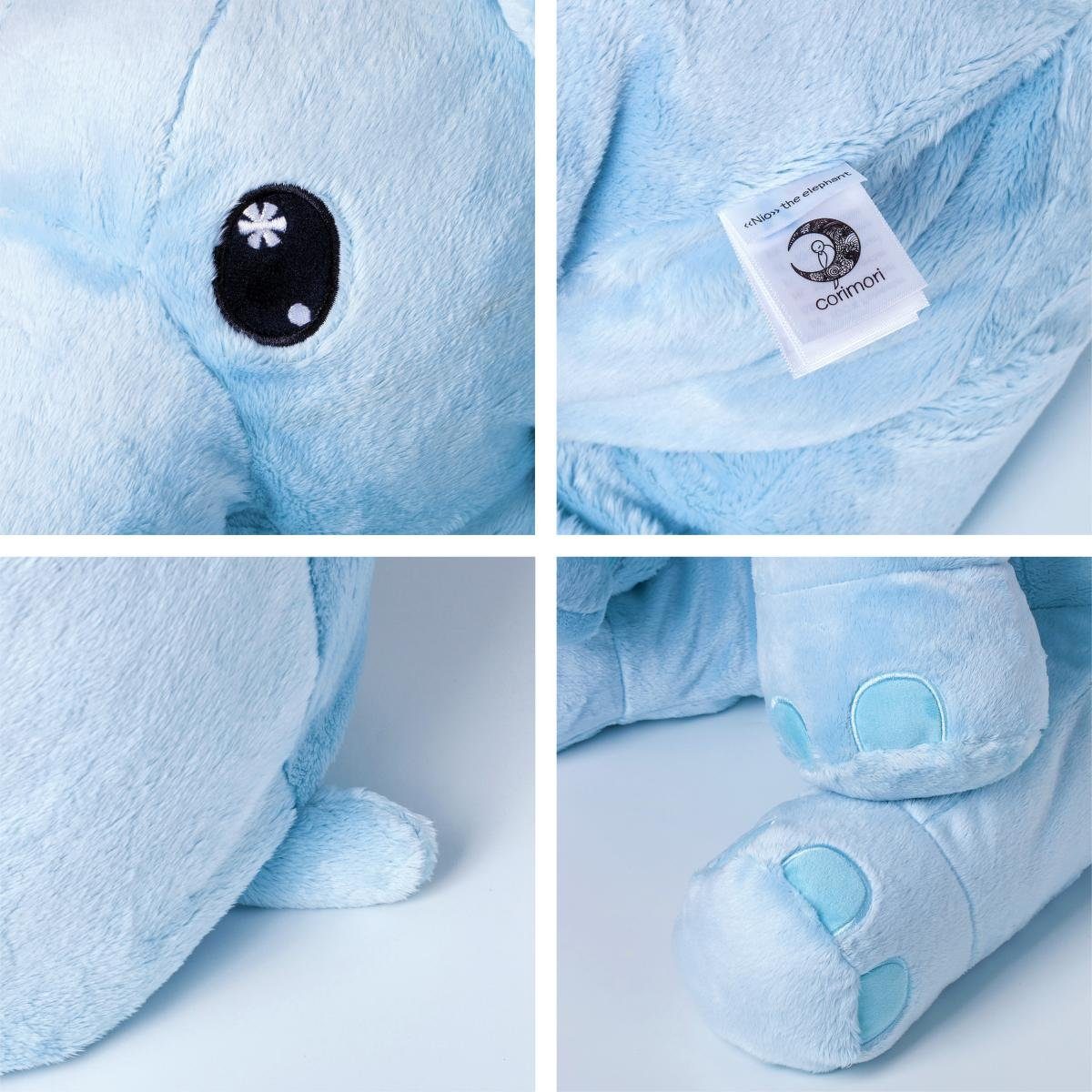 Corimori Kuscheltier Großes XXL Kuscheltier für Kleinkinder (Packung, 1er Pack), weich, kuschel-softe Qualität, Plüschtier, Stofftier Elefant Nio 55cm