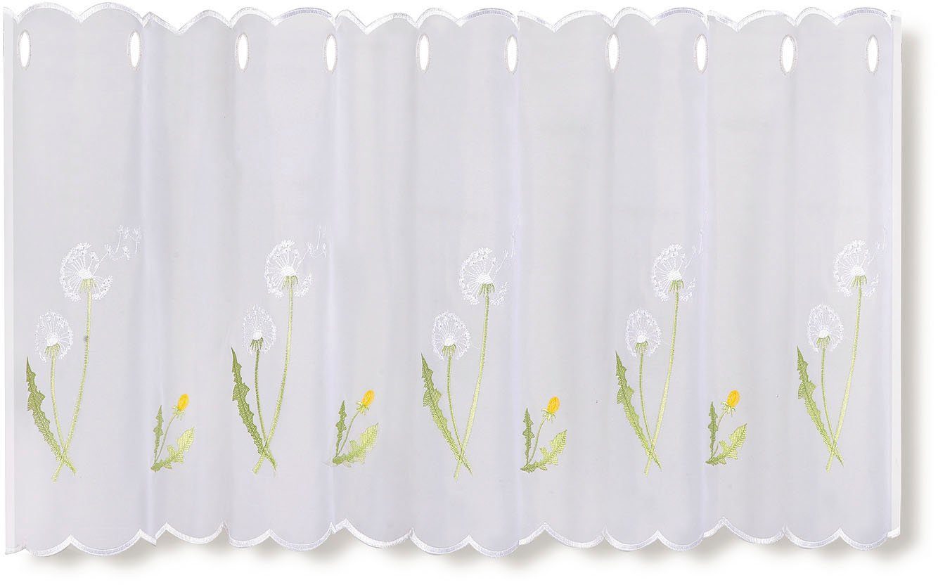 St), HxB: gestickten Durchzuglöcher Blumendesign Pusti, transparent, Scheibengardine (1 mit Gerster, 50x145,