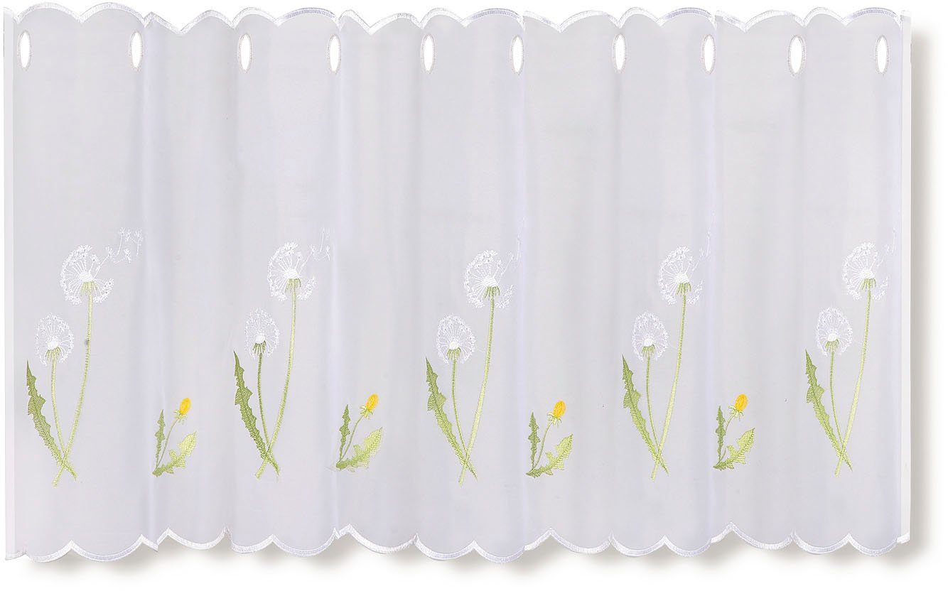 Pusti, HxB: gestickten mit transparent, St), Durchzuglöcher 50x145, (1 Blumendesign Scheibengardine Gerster,