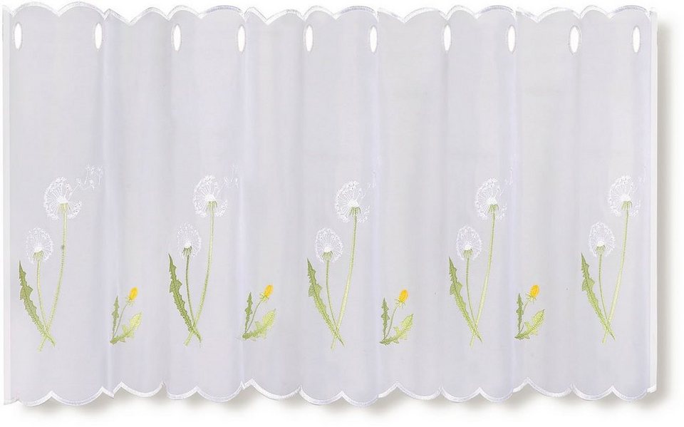 Scheibengardine Pusti, Gerster, Durchzuglöcher (1 St), transparent, HxB:  50x145, mit gestickten Blumendesign, transparente, leichte Stoffe sind  komplett lichtdurchlässig