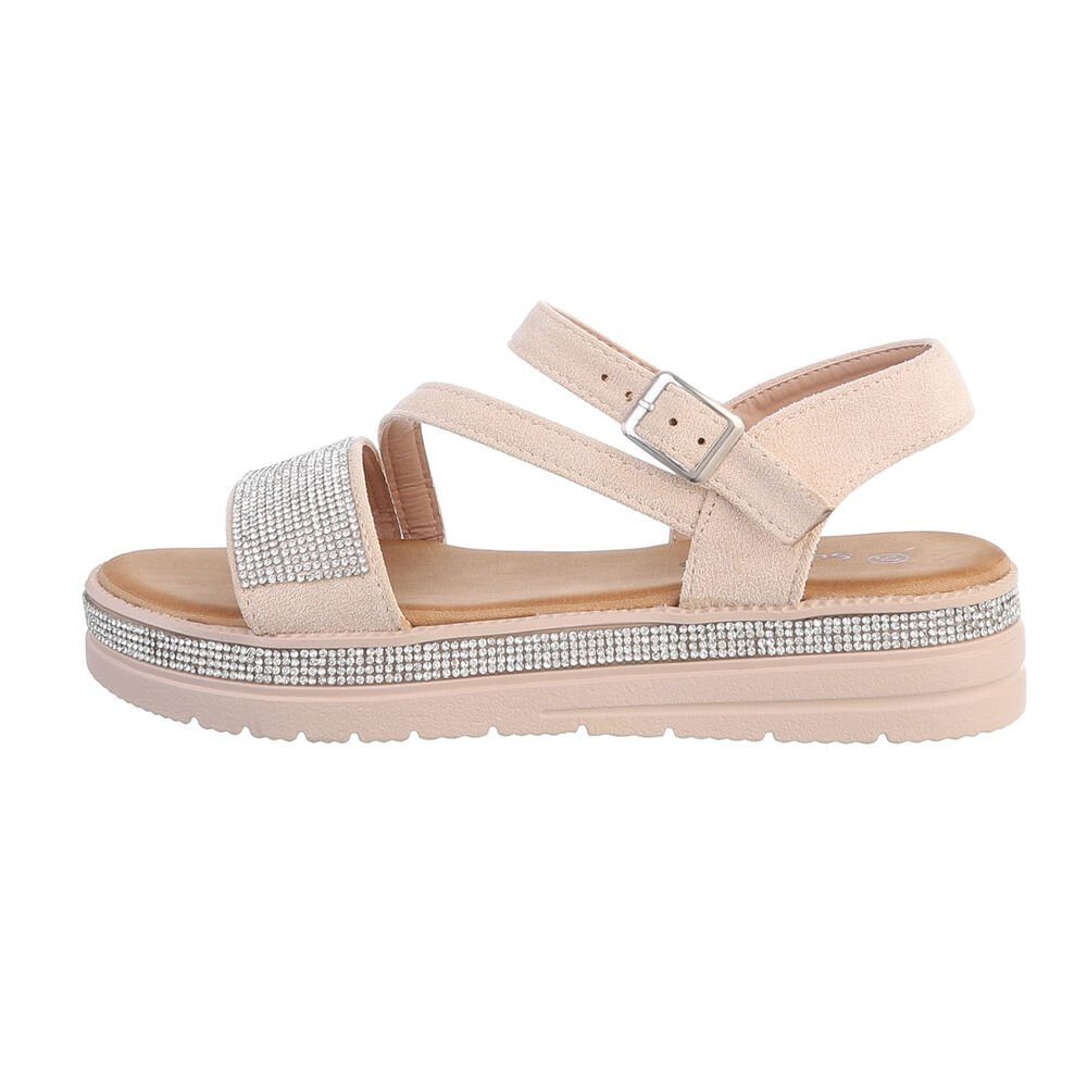 Ital-Design Damen Freizeit Riemchensandalette Flach Plateausandaletten günstig online kaufen