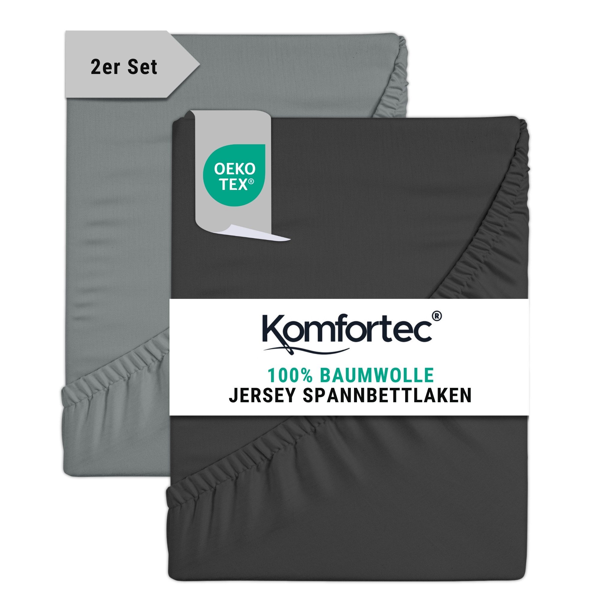 Komfortec Spannbettlaken Jersey Mehrfarbig, 100% Baumwolle, Gummizug: Rundu günstig online kaufen