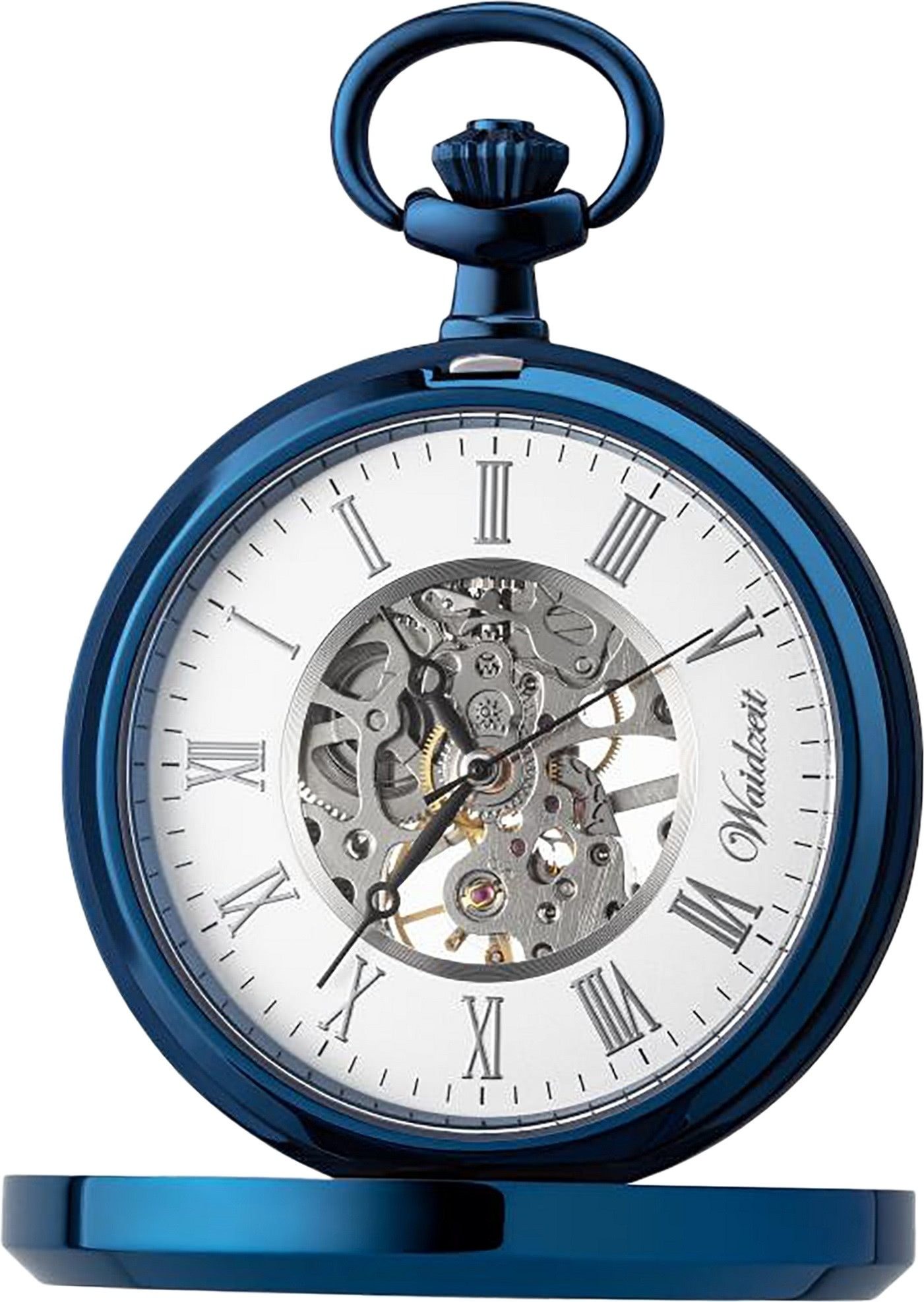 Waidzeit Austria Taschenuhr Waidzeit Herren Taschenuhr Edelstahl blau, (Analoguhr, Analoguhr), Herren Taschenuhr rund, extra groß (ca. 50mm), Edelstahl, Casual
