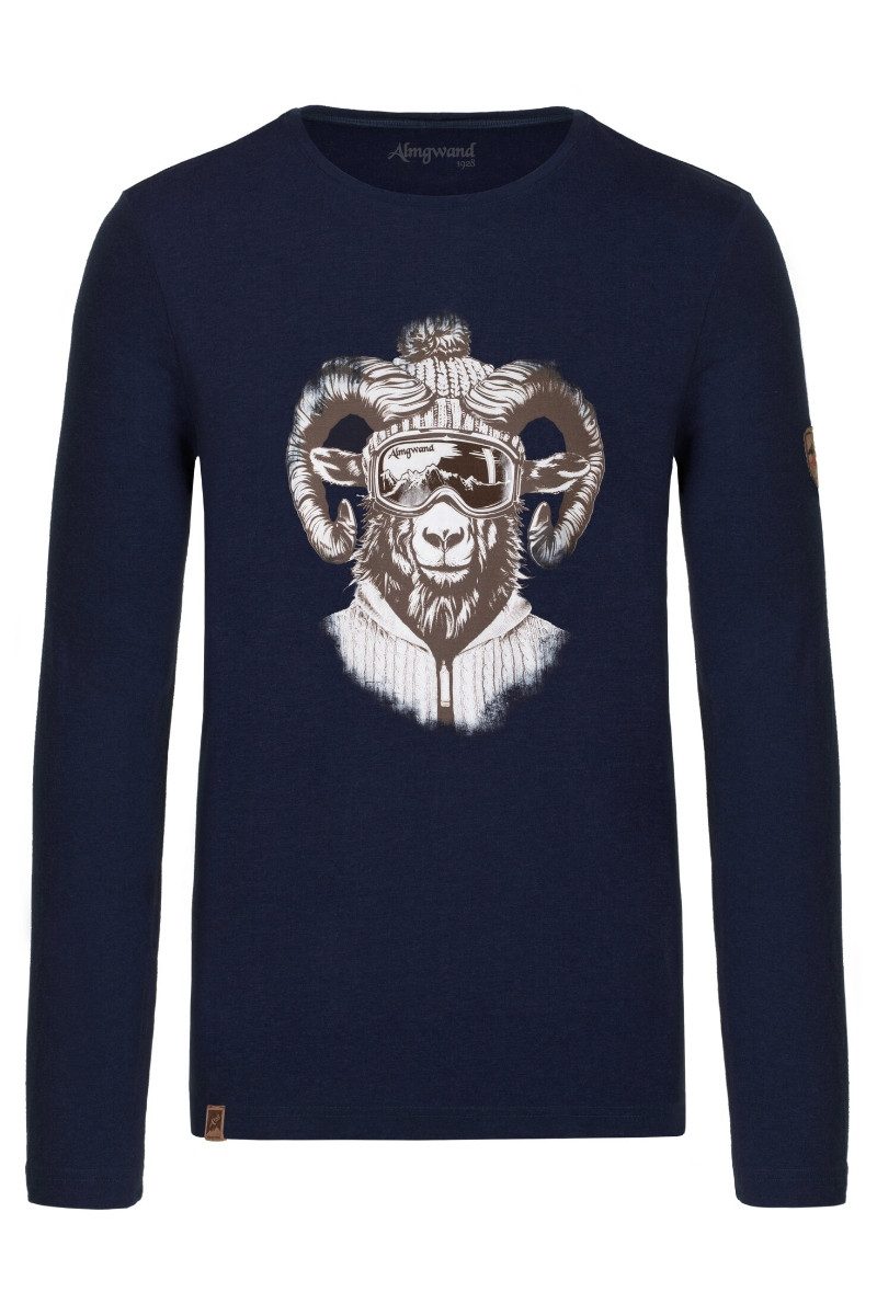 Almgwand Trachtenshirt Longsleeve Herren - ADAMALM - dunkelblau