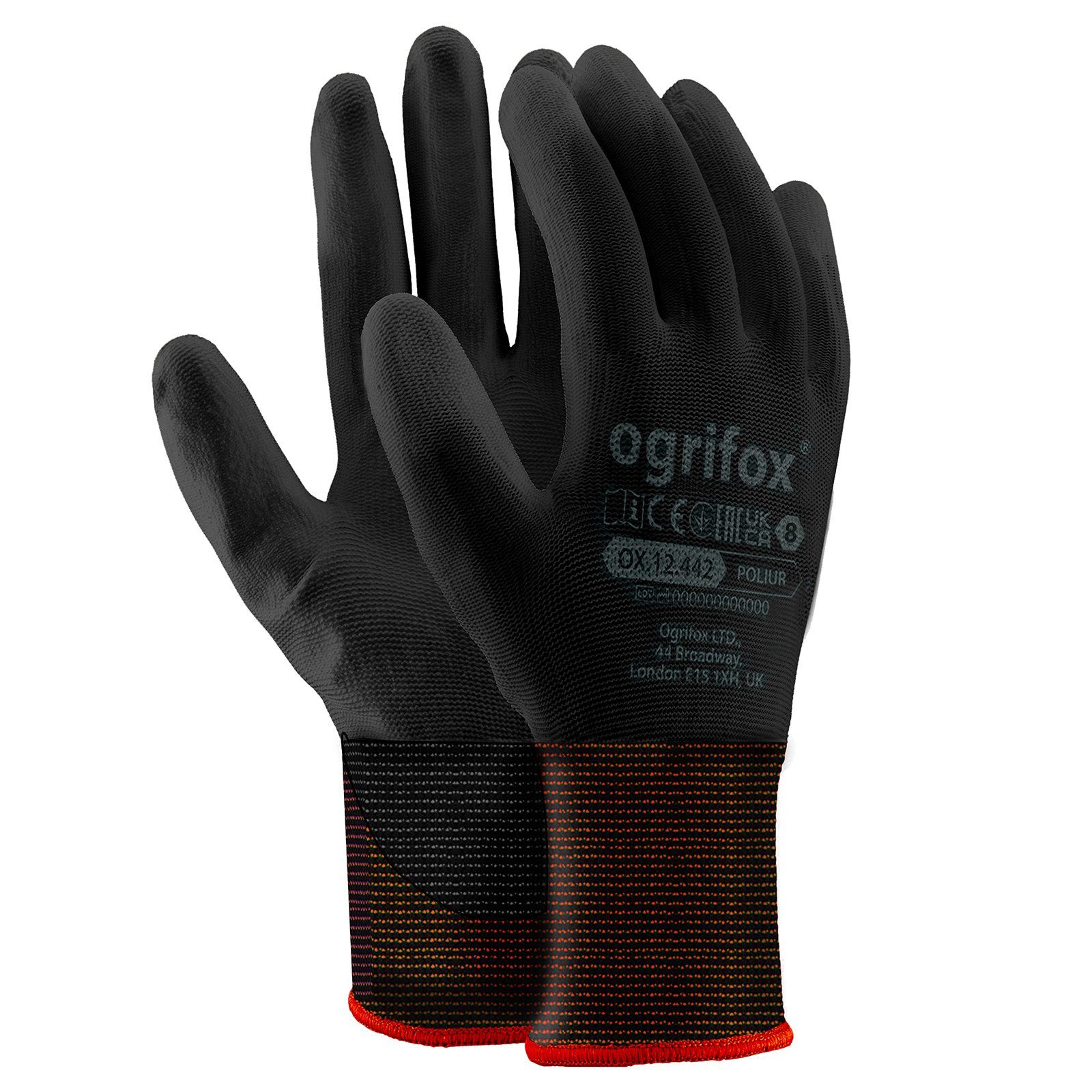 Midori Arbeitshandschuh-Set (12-St) Montagehandschuh Schutzhandschuh Polyester, Polyurethan Größe M (Nr.8)