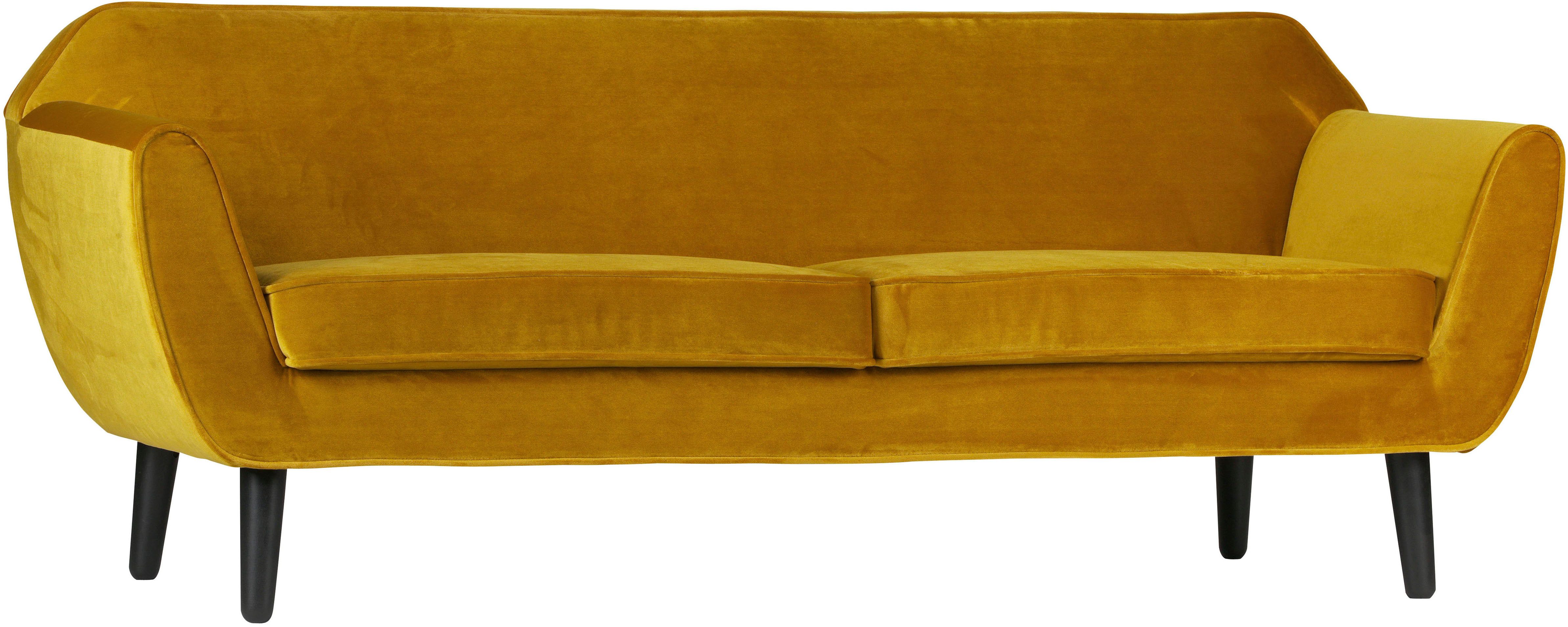 WOOOD 2,5-Sitzer Rocco Velvet-Bezug mit Buchenholzbeinen, H 75 x B 187 x D 82 cm, Maximale Verschleißfestigkeit, mittlere Sitzhöhe, Pfleiglicht