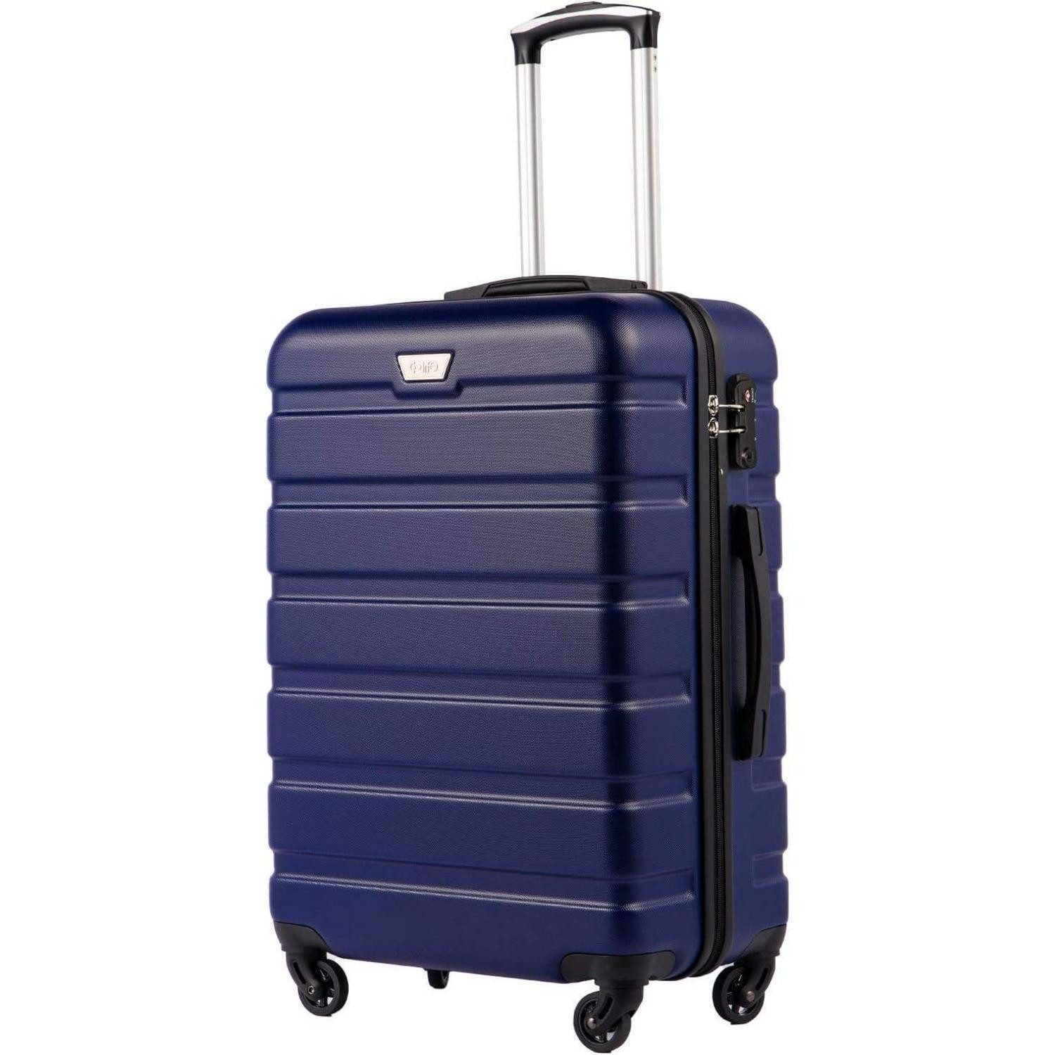 LuxusKollektion Hartschalen-Trolley Hartschalenkoffer Trolley Rollkoffer TSA Großer Koffer Dunkelblau
