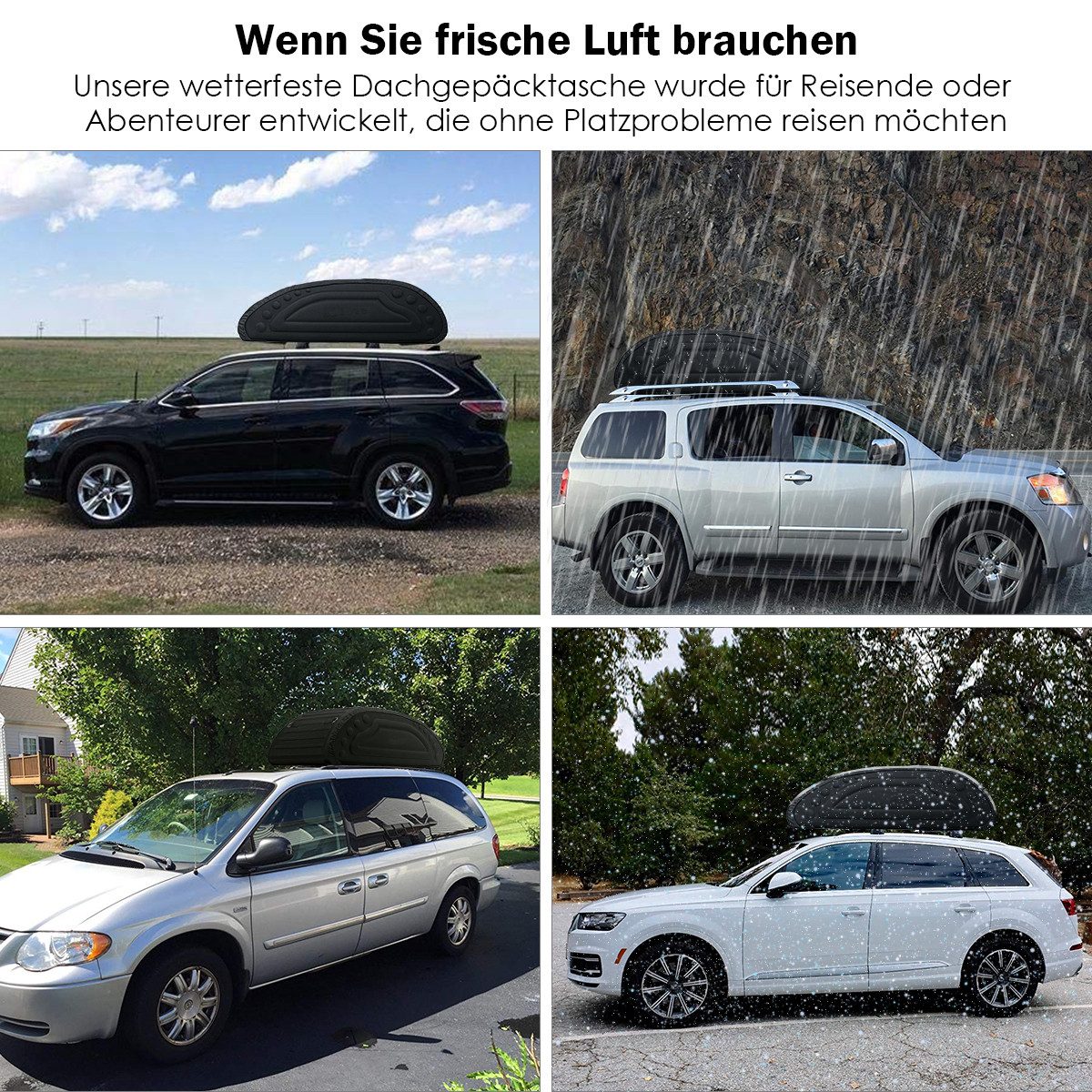 COSTWAY Dachbox, 400L, mit Transportbändern, 113,5 x 63,5 x 36,5 cm